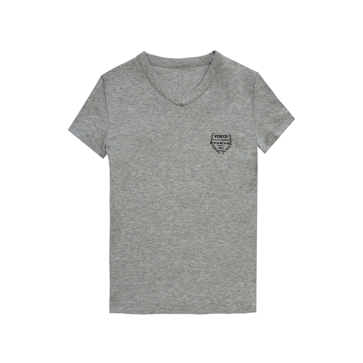 V-Neck Fitted Cotton T-Shirt with Back Seam and Logo Print