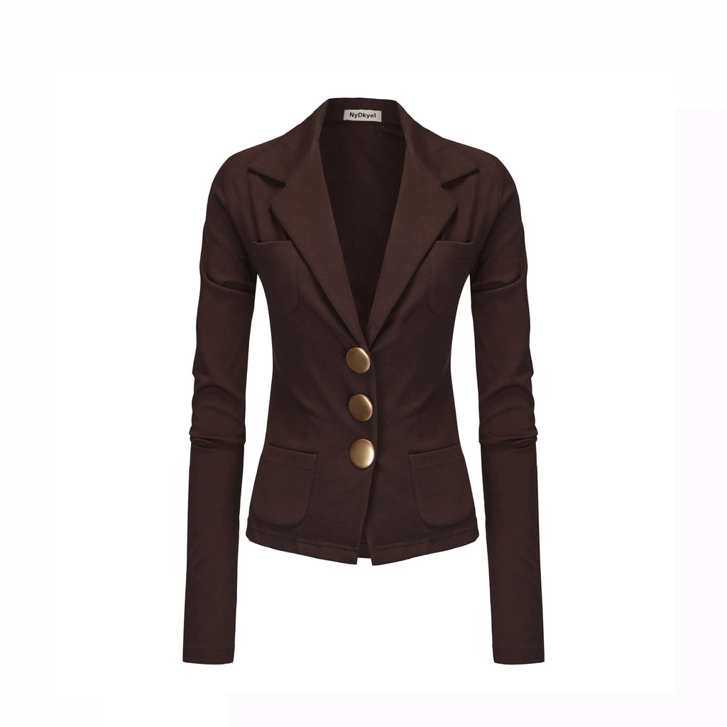 V-Neck Ribbed Modal Knit Top With Gold Buttons And Gathered Cuffs