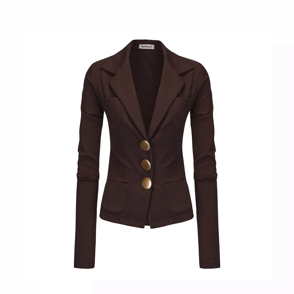 V-Neck Ribbed Modal Knit Top With Gold Buttons And Gathered Cuffs