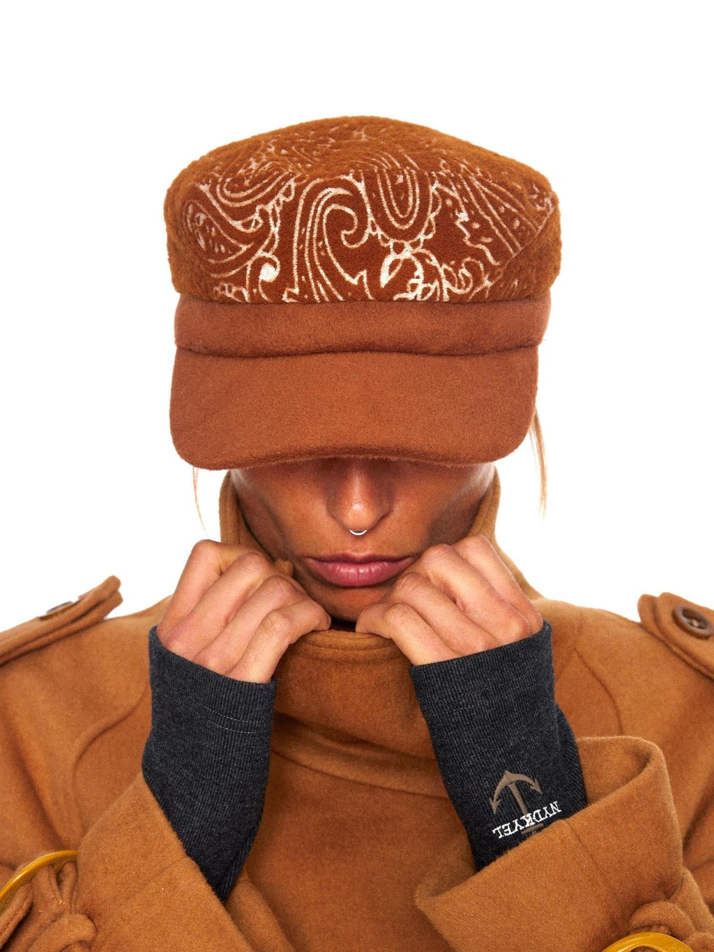 Warm Thick Cotton Vintage Newsboy Flat Top Short Brim Unisex M 56 58Cm Hat