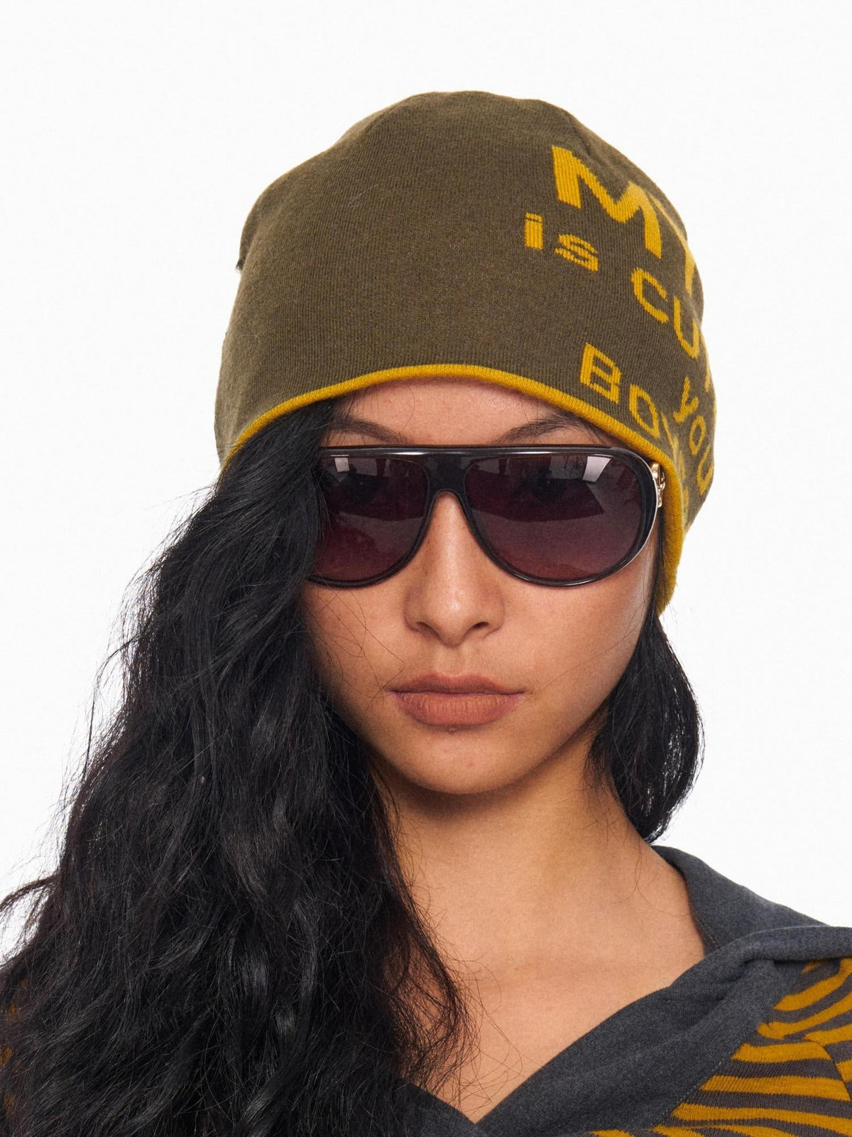 Warm Thick Wool Casual Letter Pattern Knit Unisex Adjustable Foldable Hat