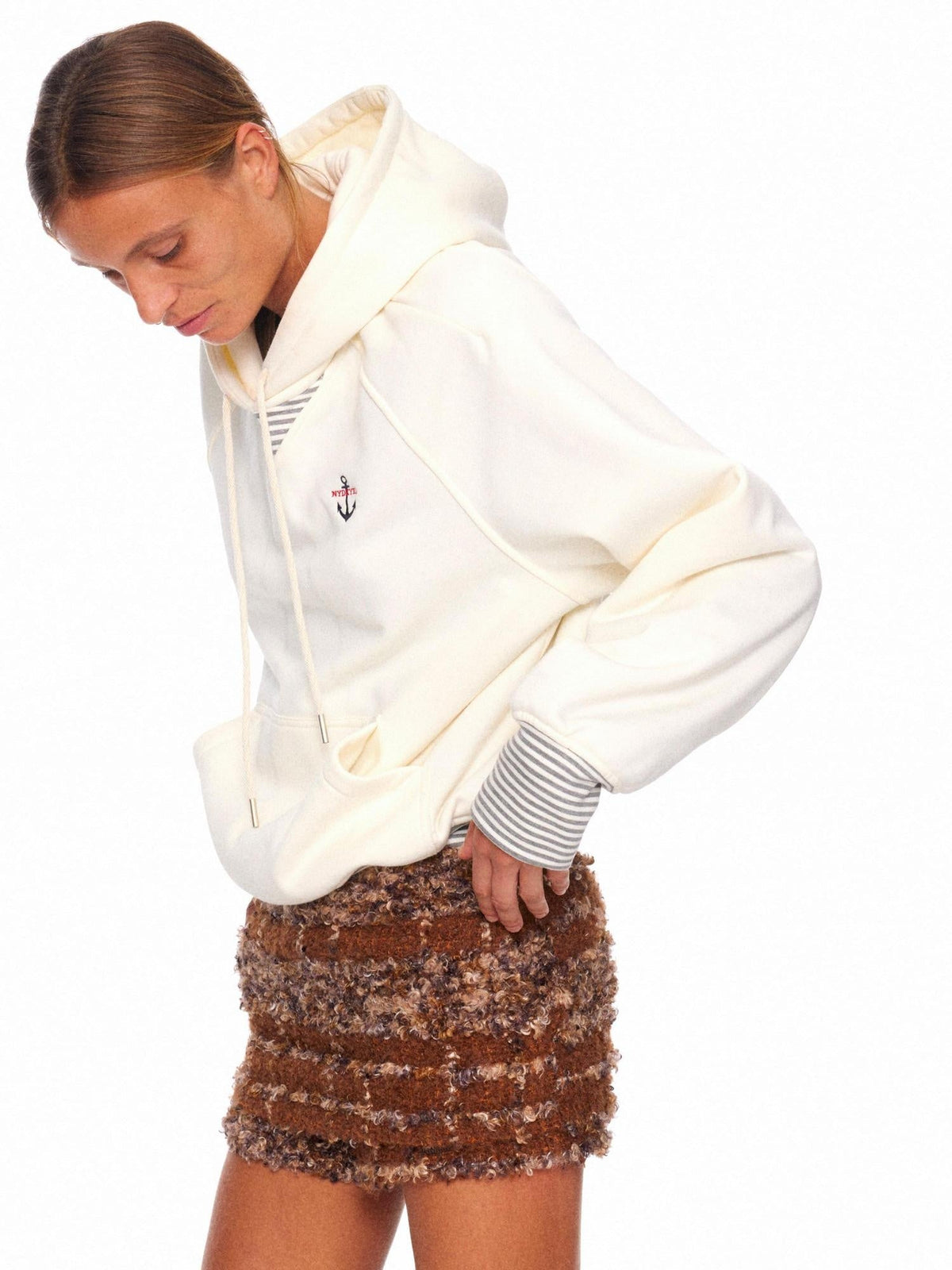 Warm Wool Blend Vintage Pencil Side Zipper Lined Caramel Brown Women Mini Skirt