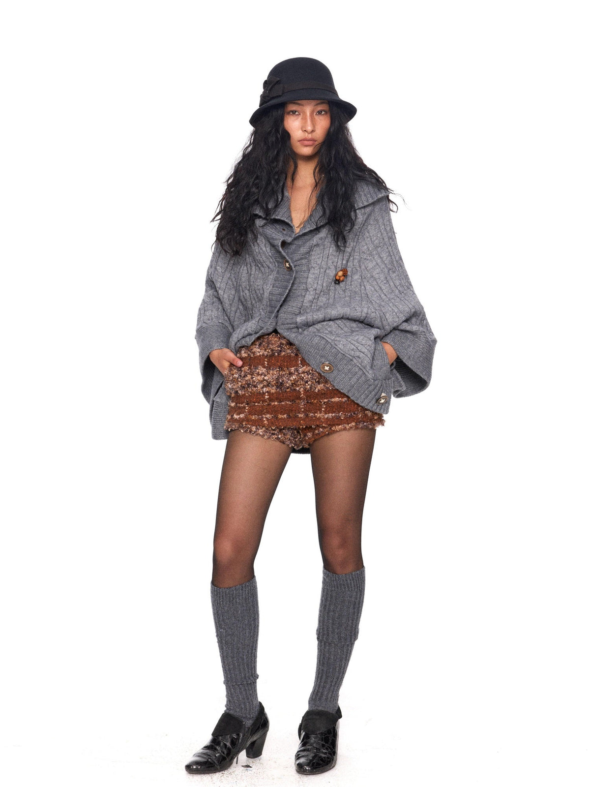 Warm Wool Blend Vintage Pencil Side Zipper Lined Caramel Brown Women Mini Skirt