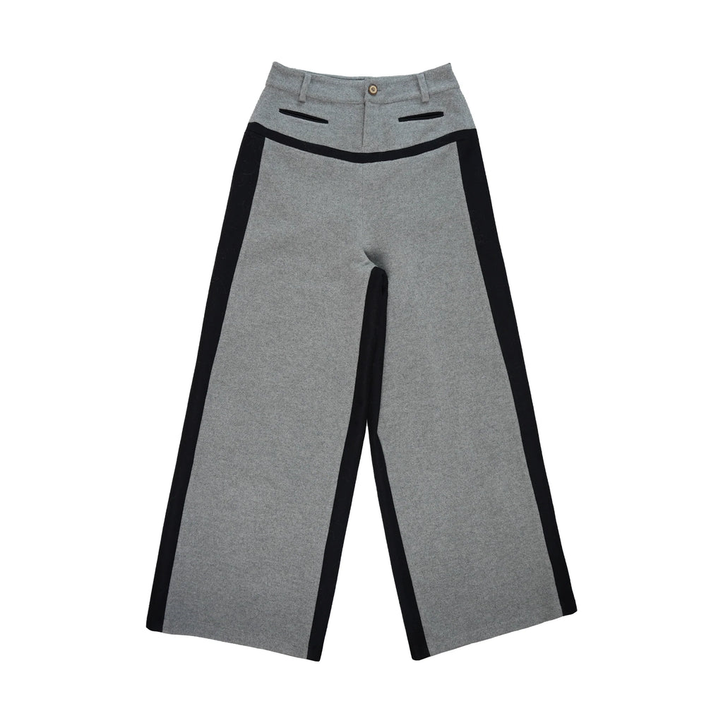 Wool Blend Pleated Trousers With Contrast Trim