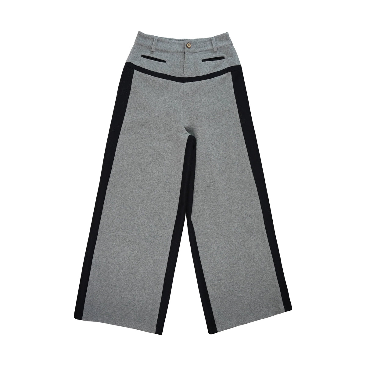 Wool Blend Pleated Trousers With Contrast Trim