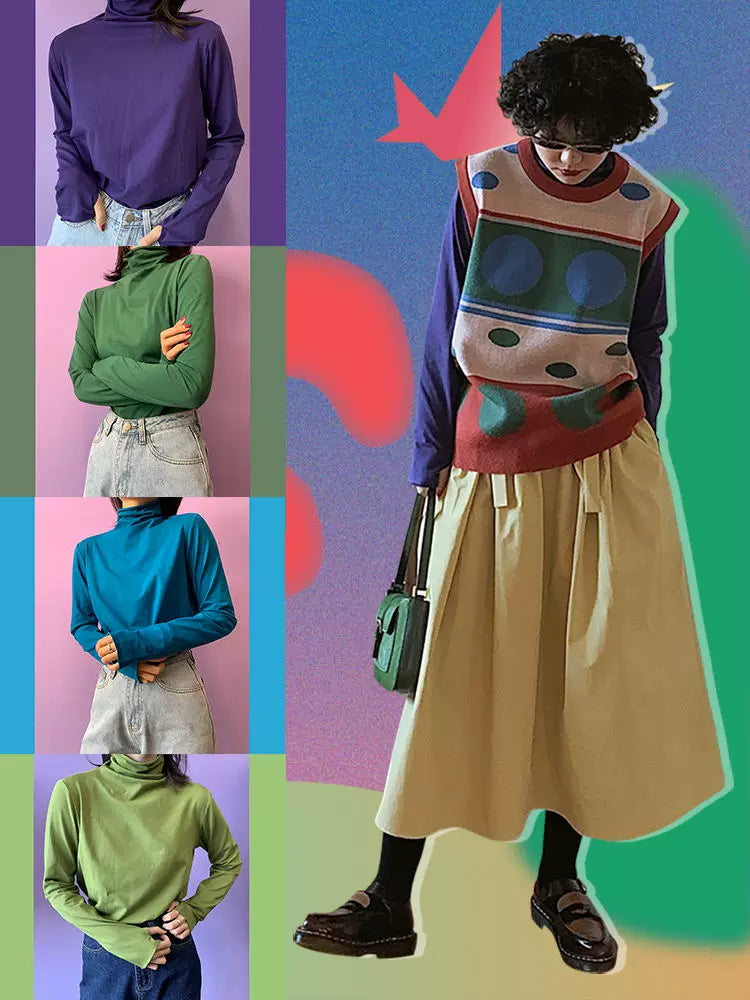 化学少女 | COLOR BOMB KNIT LONG SLEEVE TOP【ID:TN00145】