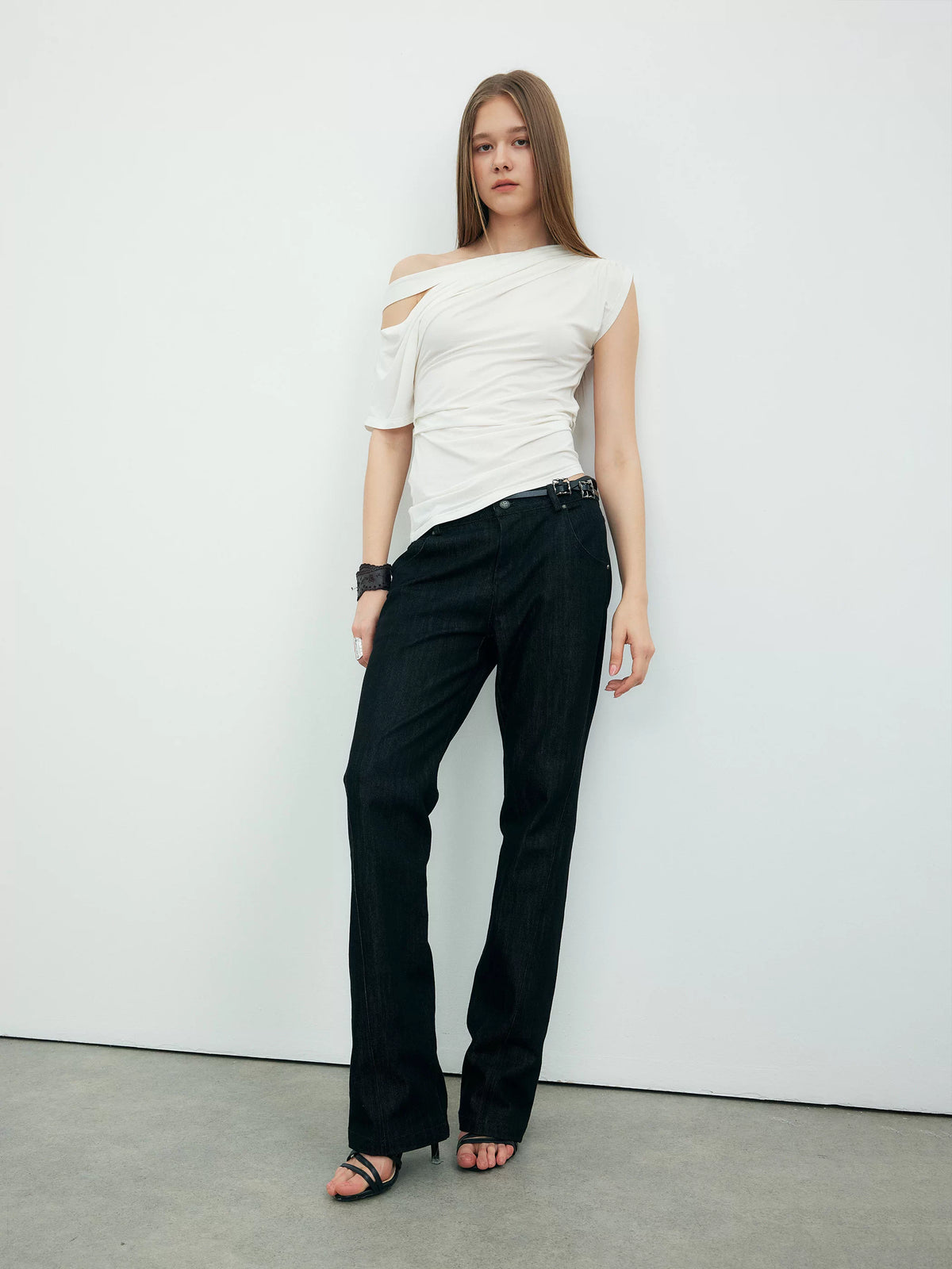 Offset Drape Cut-Out Top