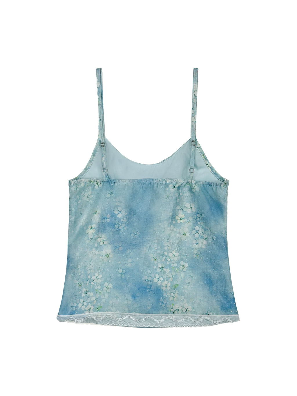 Watercolour Floral Ruffle Camisole In Baby Blue Or Ivory