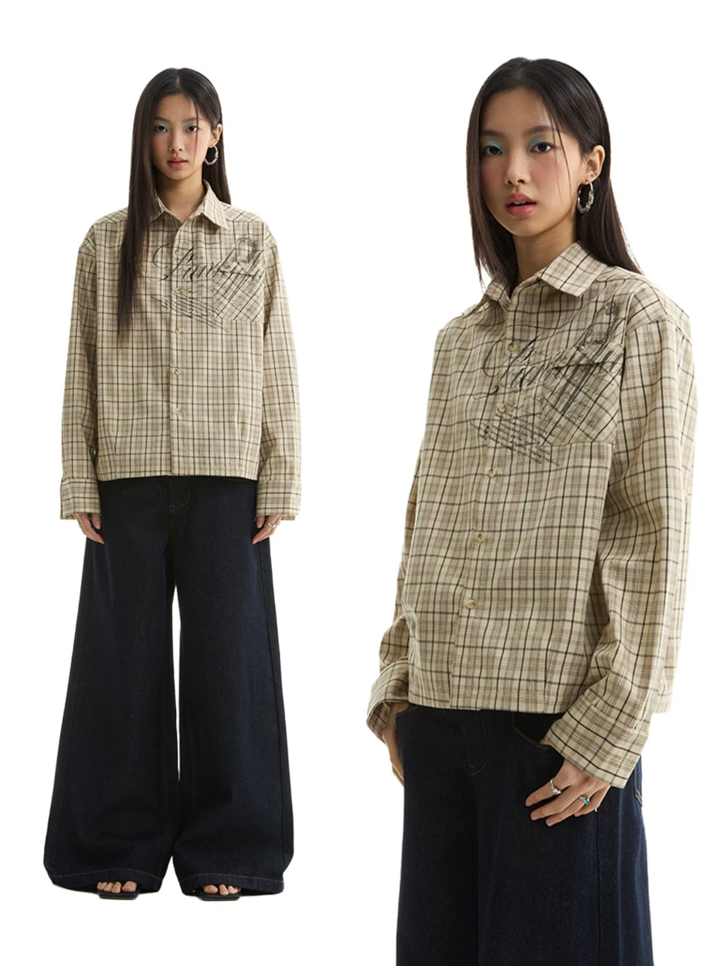FUNKYFUN | FLORAL CHECK LONG SLEEVE SHIRT【ID:TN00202】