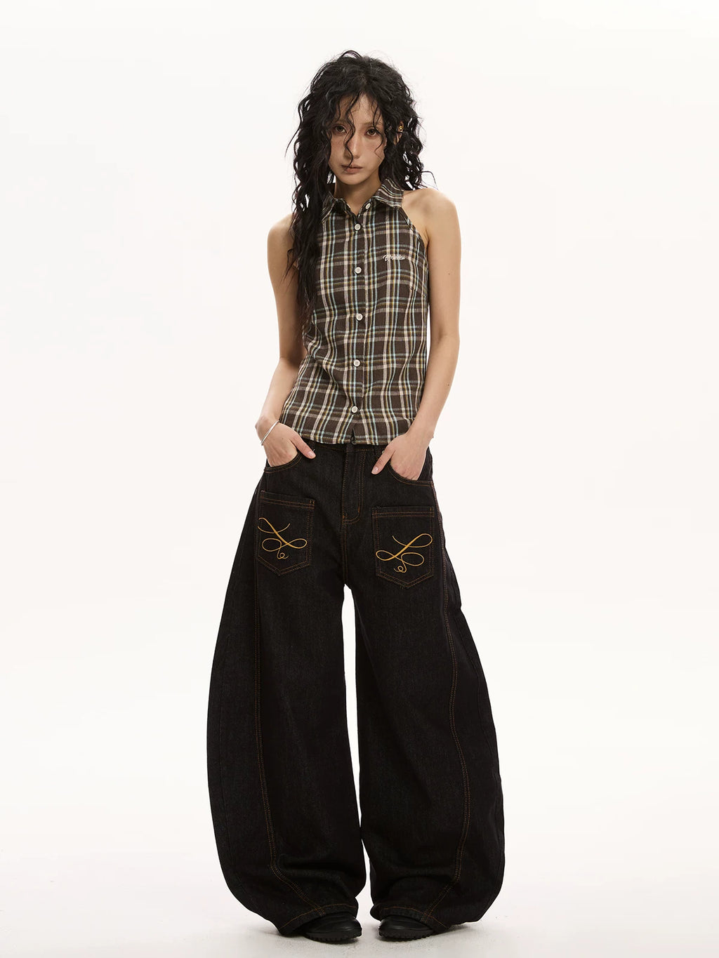 VINTAGE EMBROIDERED DENIM PANTS