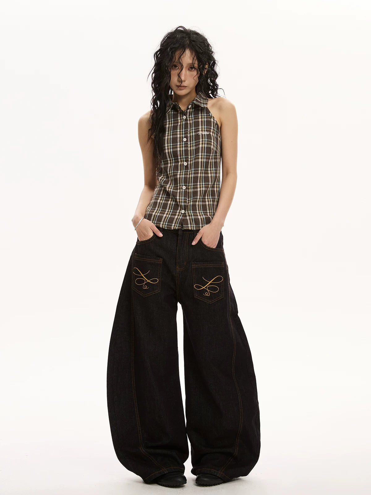 VINTAGE EMBROIDERED DENIM PANTS