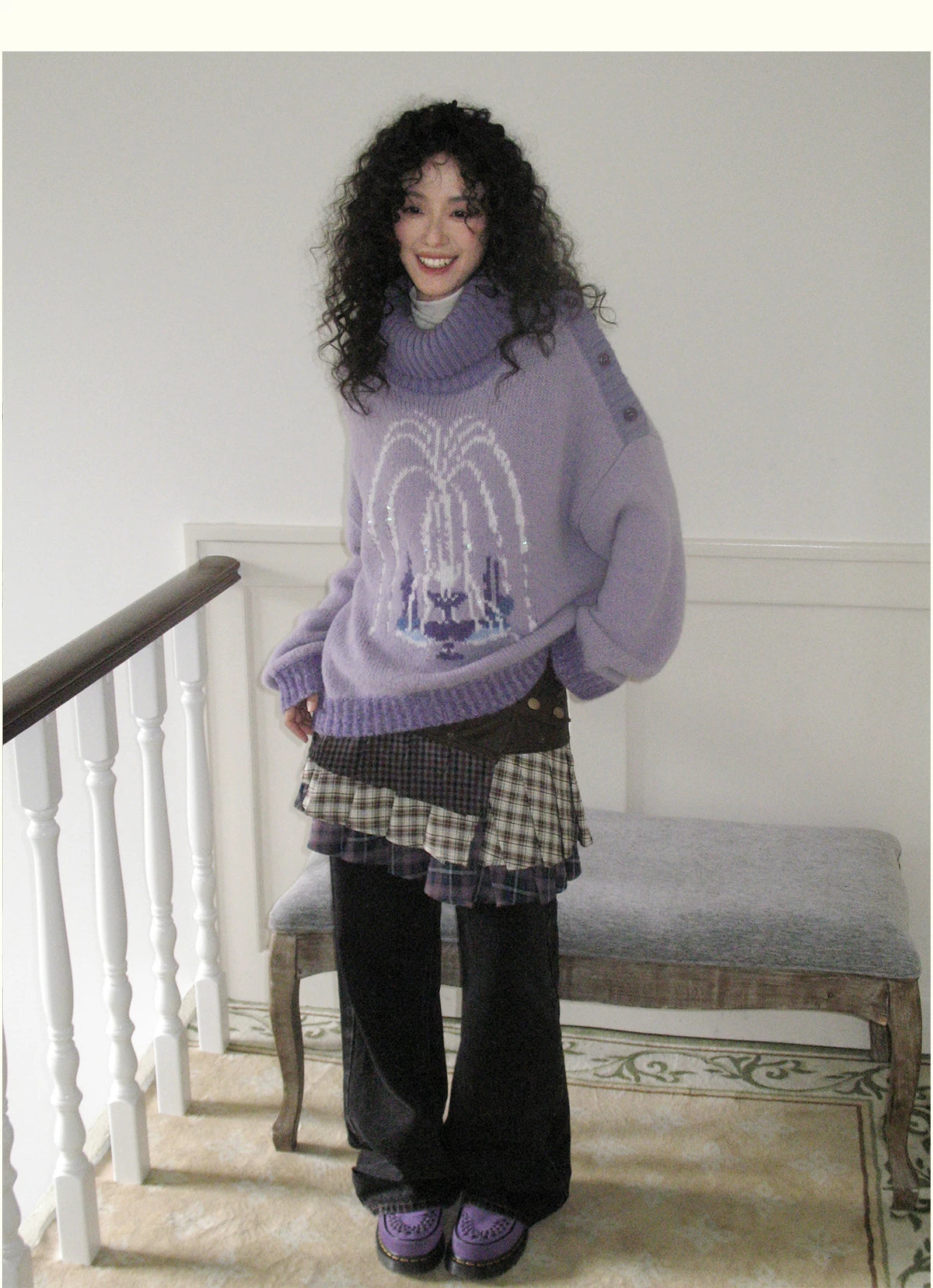 化学少女 | PURPLE KNIT PULLOVER SWEATER【ID:TN00153】