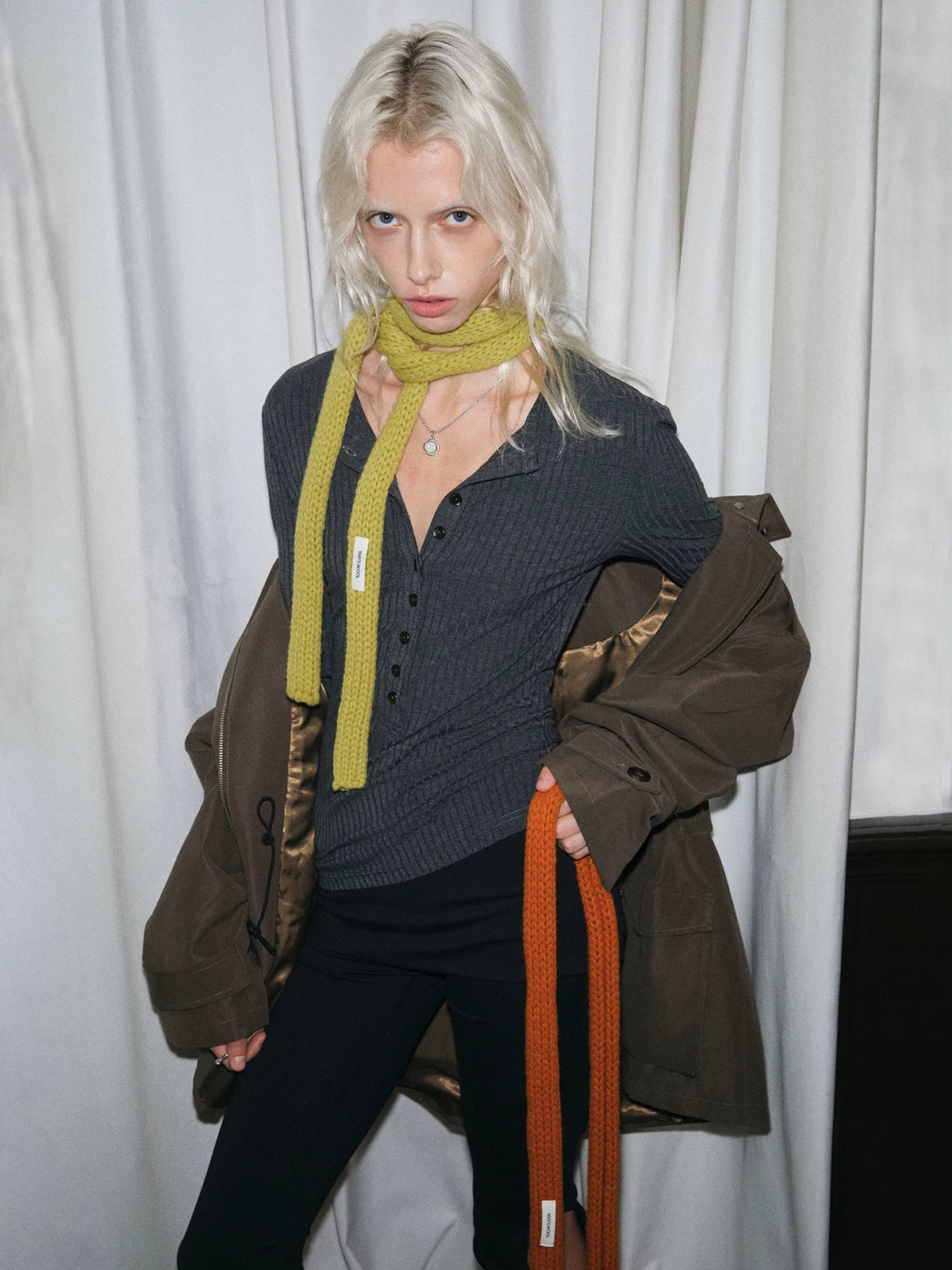 TRIA SELECT | WOOL SOLID COLOR NECK SCARF【ID:TN00137】