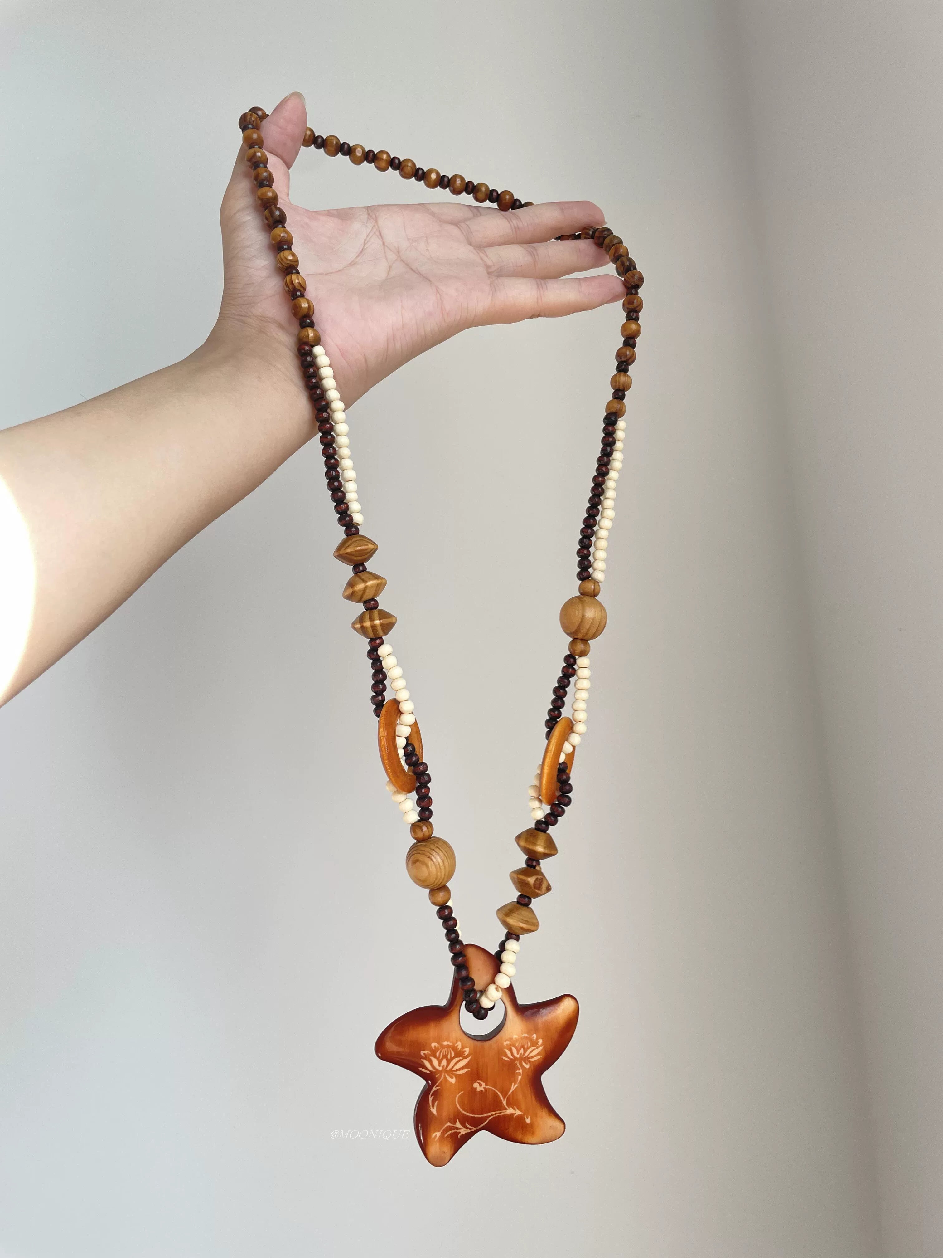 BOHEMIAN WOODEN STAR NECKLACE