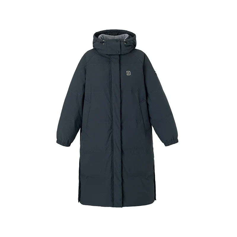 Hooded Zippered Loose Fit Korean Style Women's White Duck Down Long Down Jackets
