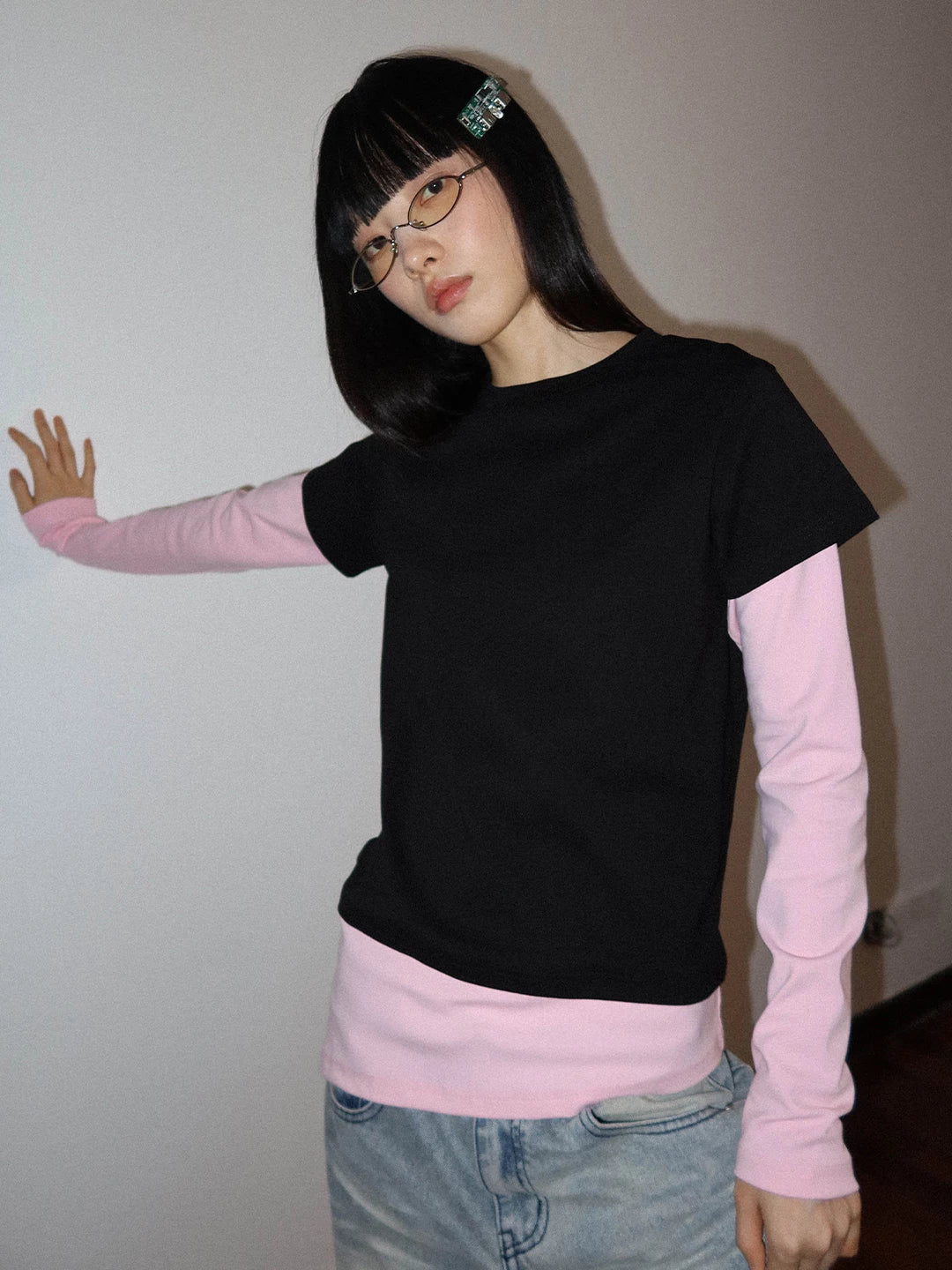 FUNKYFUN | COLOR CLASH LONG SLEEVE TEE【ID:TN00173】