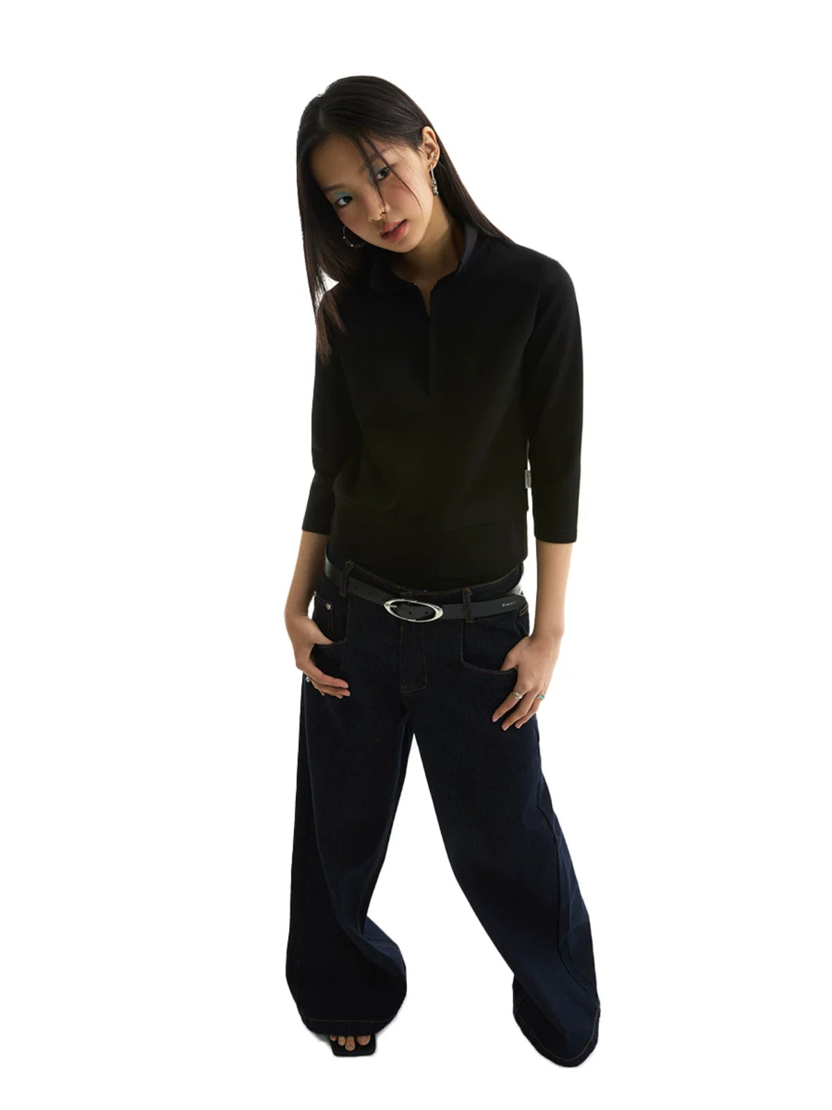 FUNKYFUN | BRIGHT STITCH WIDE LEG JEANS【ID:TN00176】