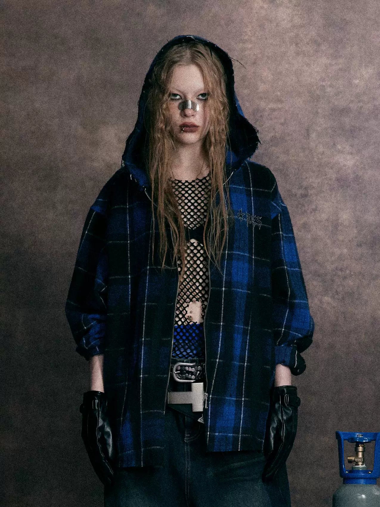 RETRO PLAID HOODED ZIP SHIRT