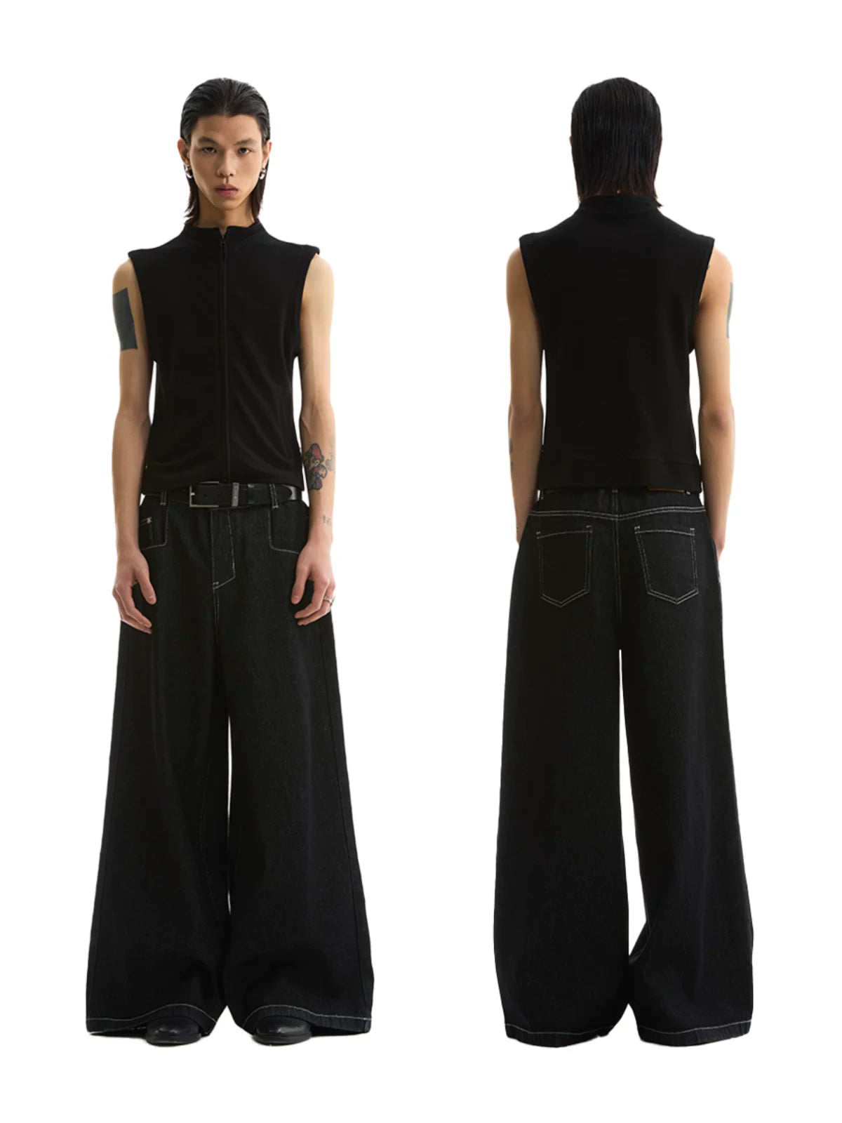 FUNKYFUN | BRIGHT STITCH WIDE LEG JEANS【ID:TN00176】