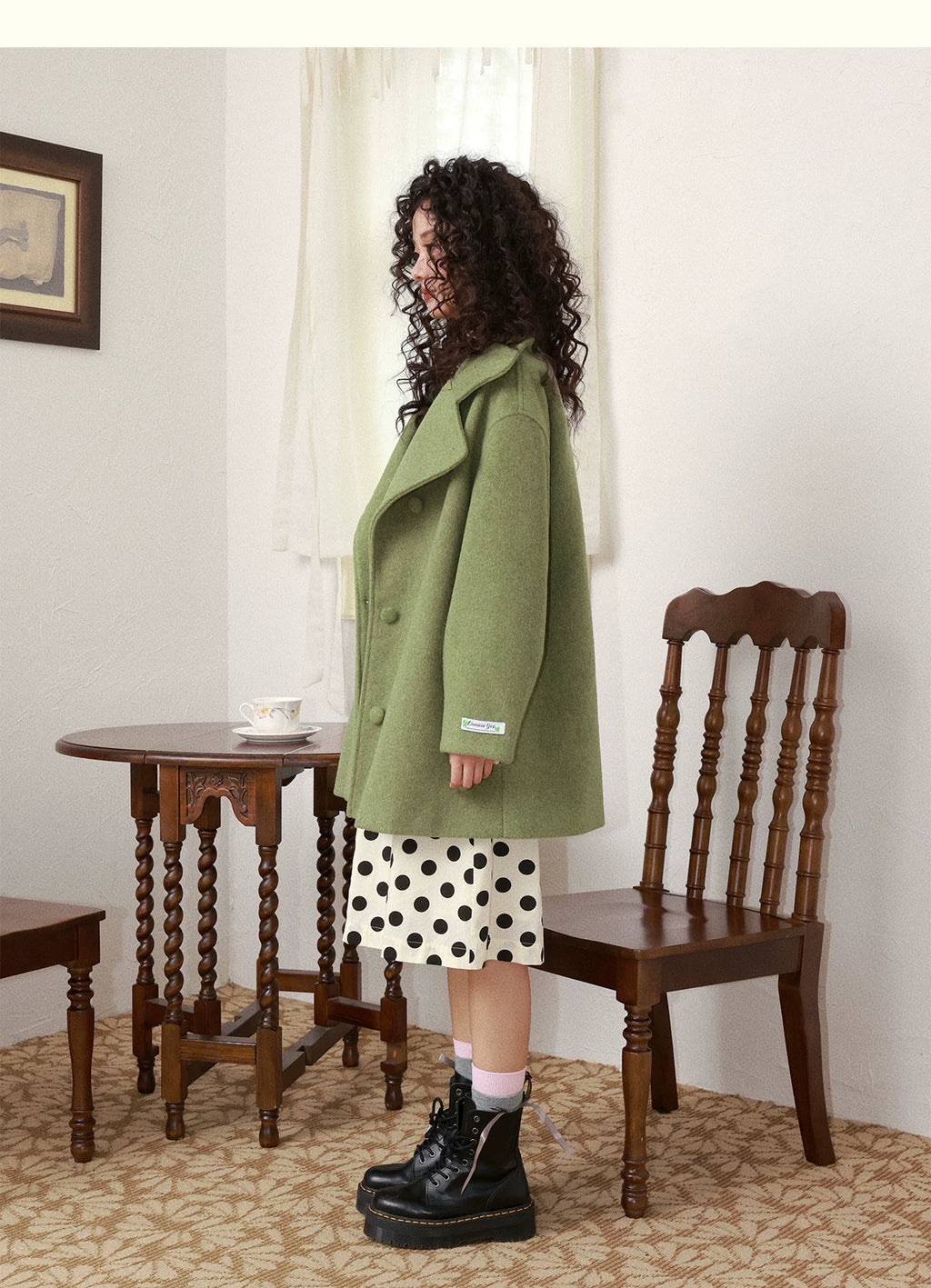 化学少女 | RETRO GREEN TWEED COAT【ID:TN00160】