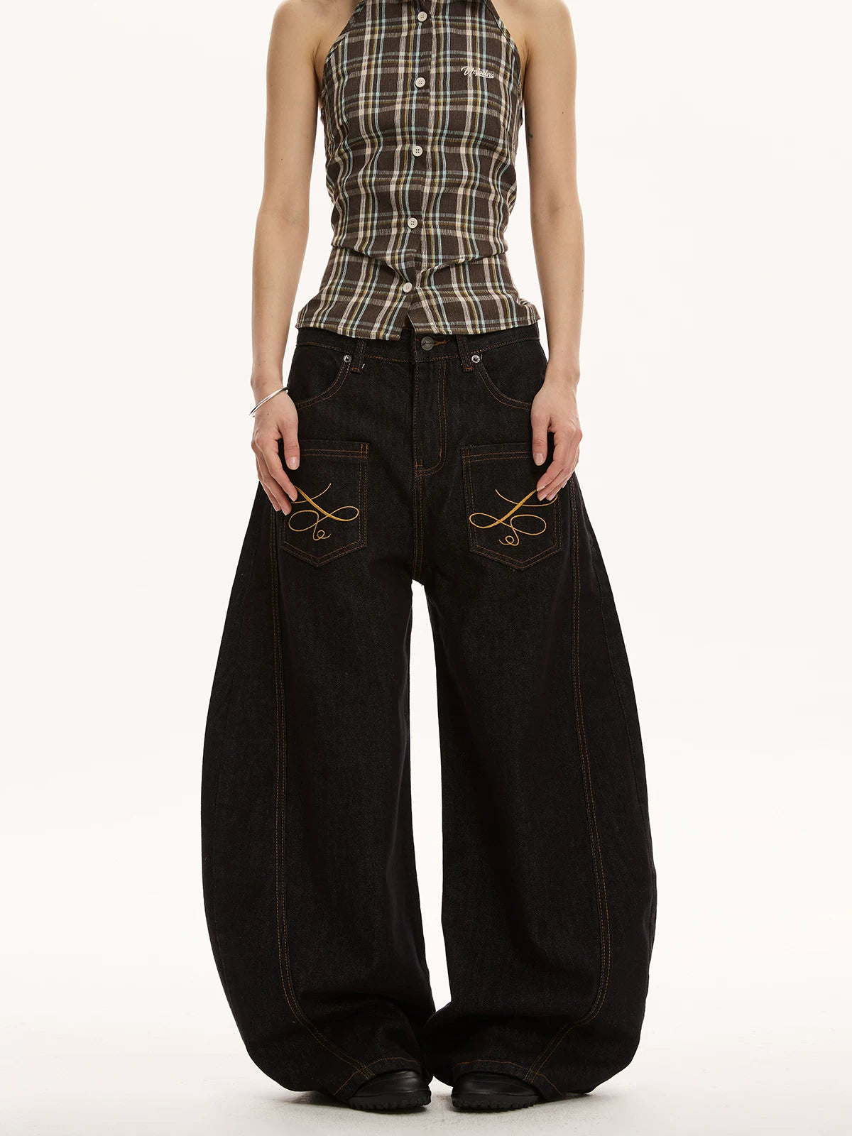 VINTAGE EMBROIDERED DENIM PANTS