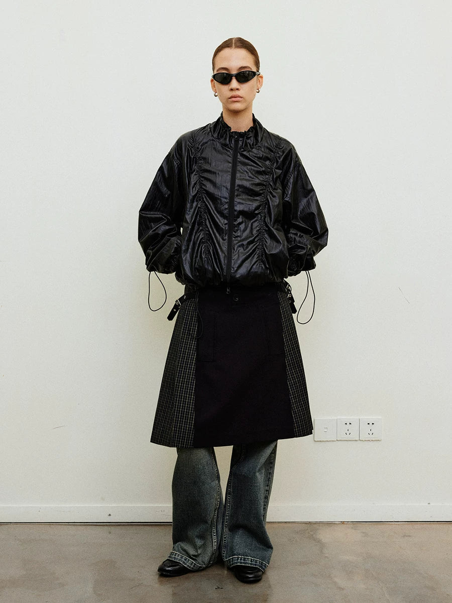 Harness Panel Wool Midi Skirt in Black Ink or Brown