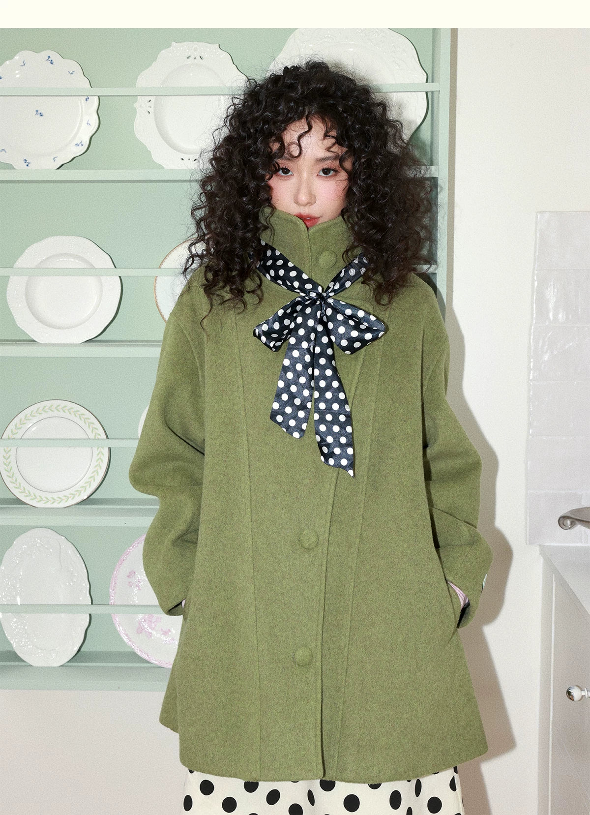 化学少女 | RETRO GREEN TWEED COAT【ID:TN00160】