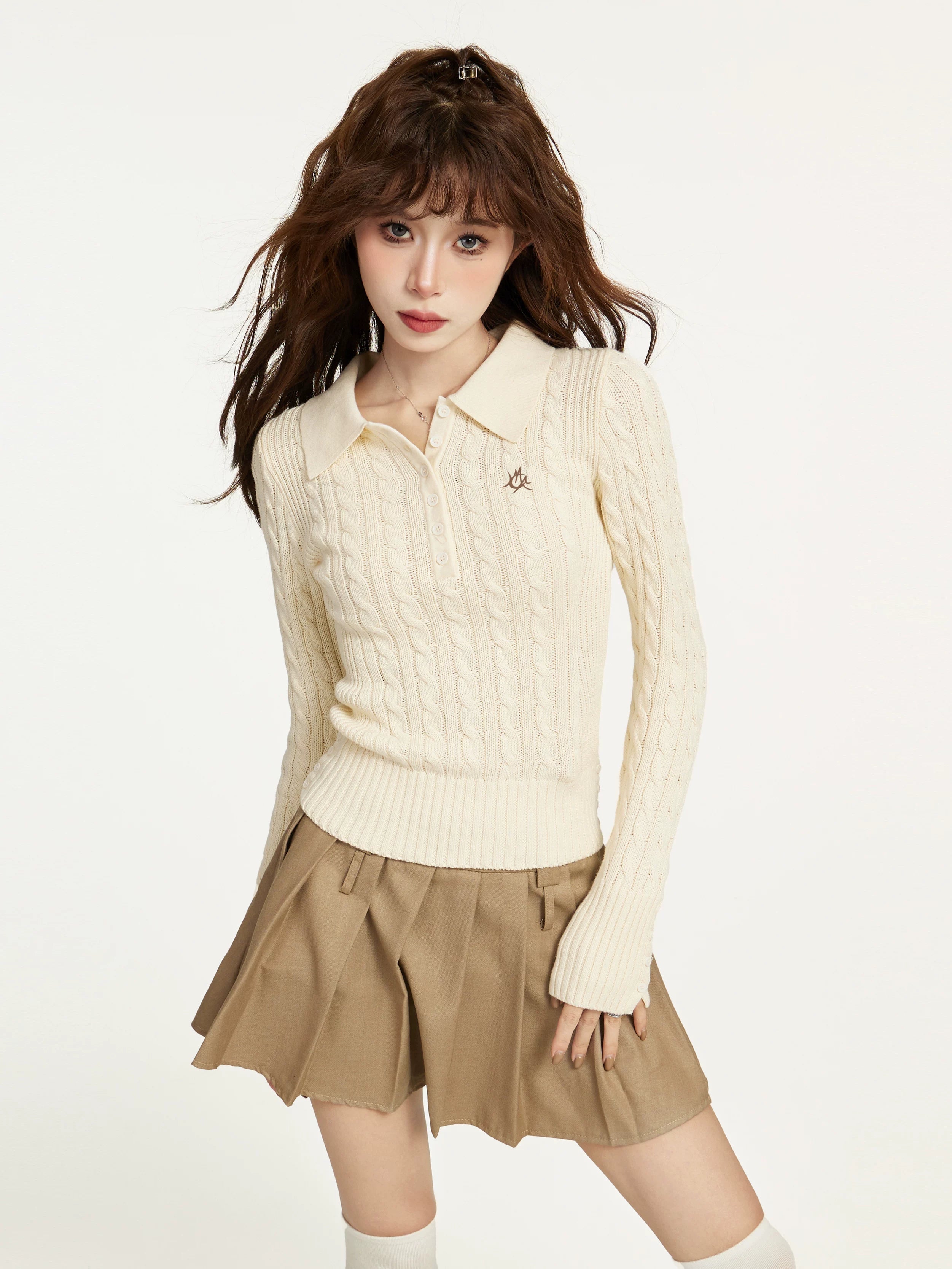 SLIM KNIT POLO SWEATER