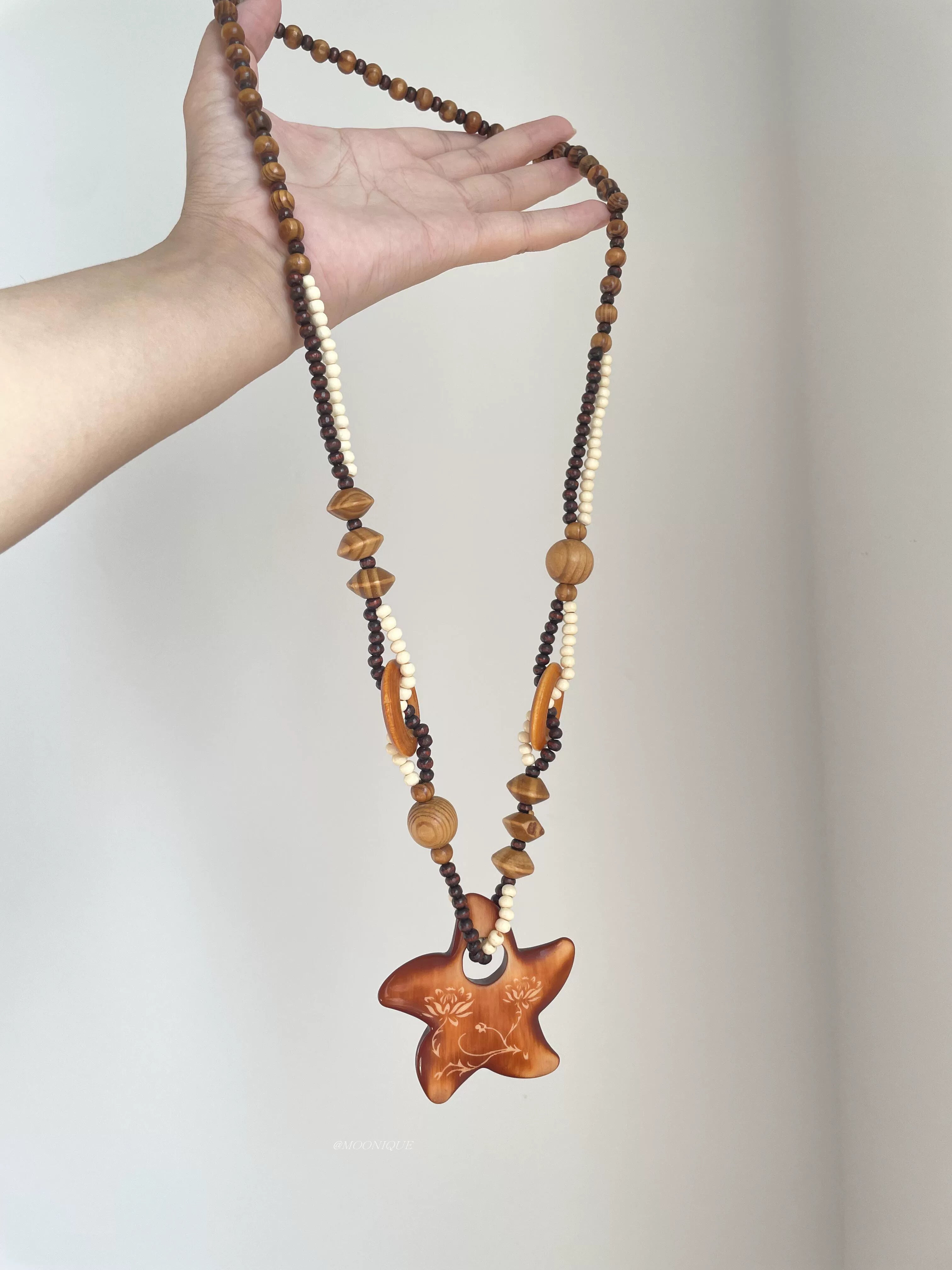 BOHEMIAN WOODEN STAR NECKLACE
