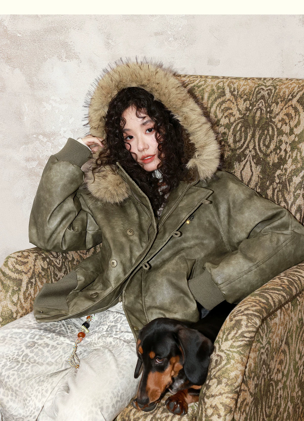 化学少女 | RETRO LEATHER DOWN PARKA【ID:TN00152】