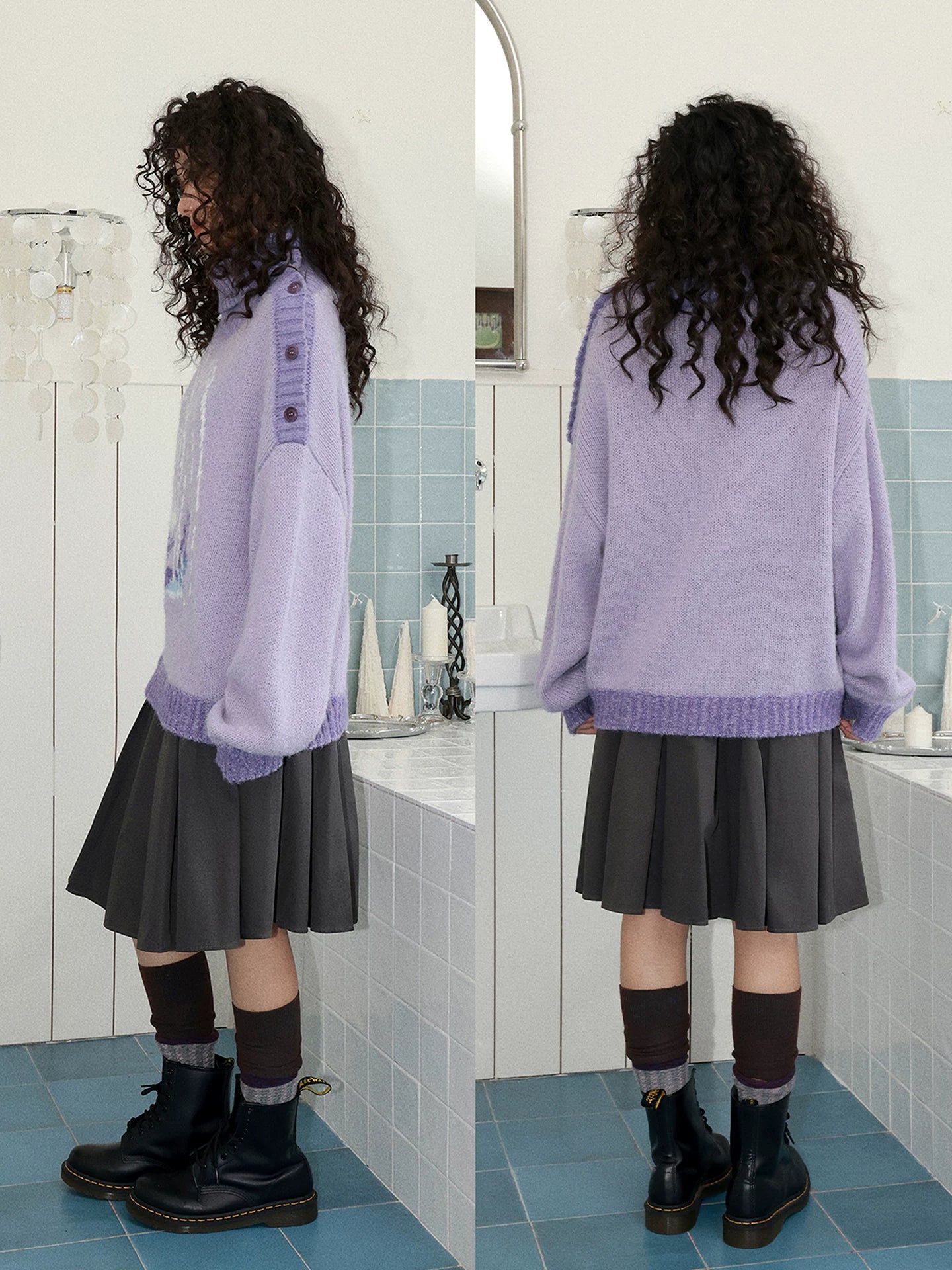 化学少女 | PURPLE KNIT PULLOVER SWEATER【ID:TN00153】
