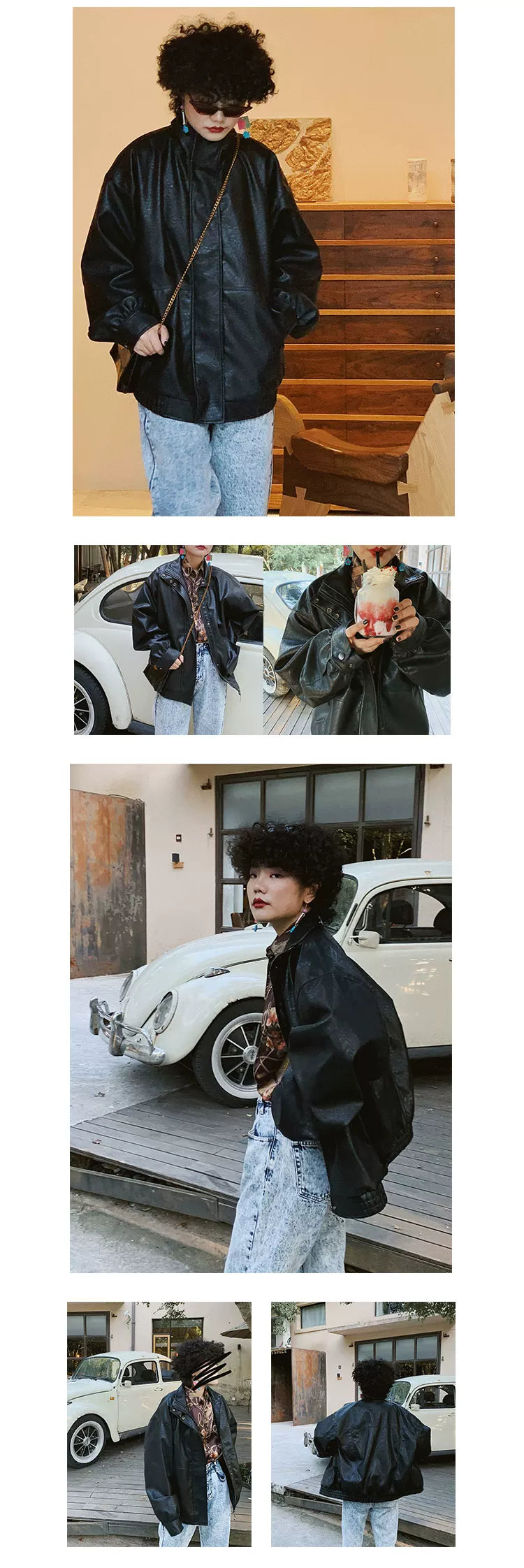 化学少女 | RETRO BIKER JACKET WITH BOA【ID:TN00144】