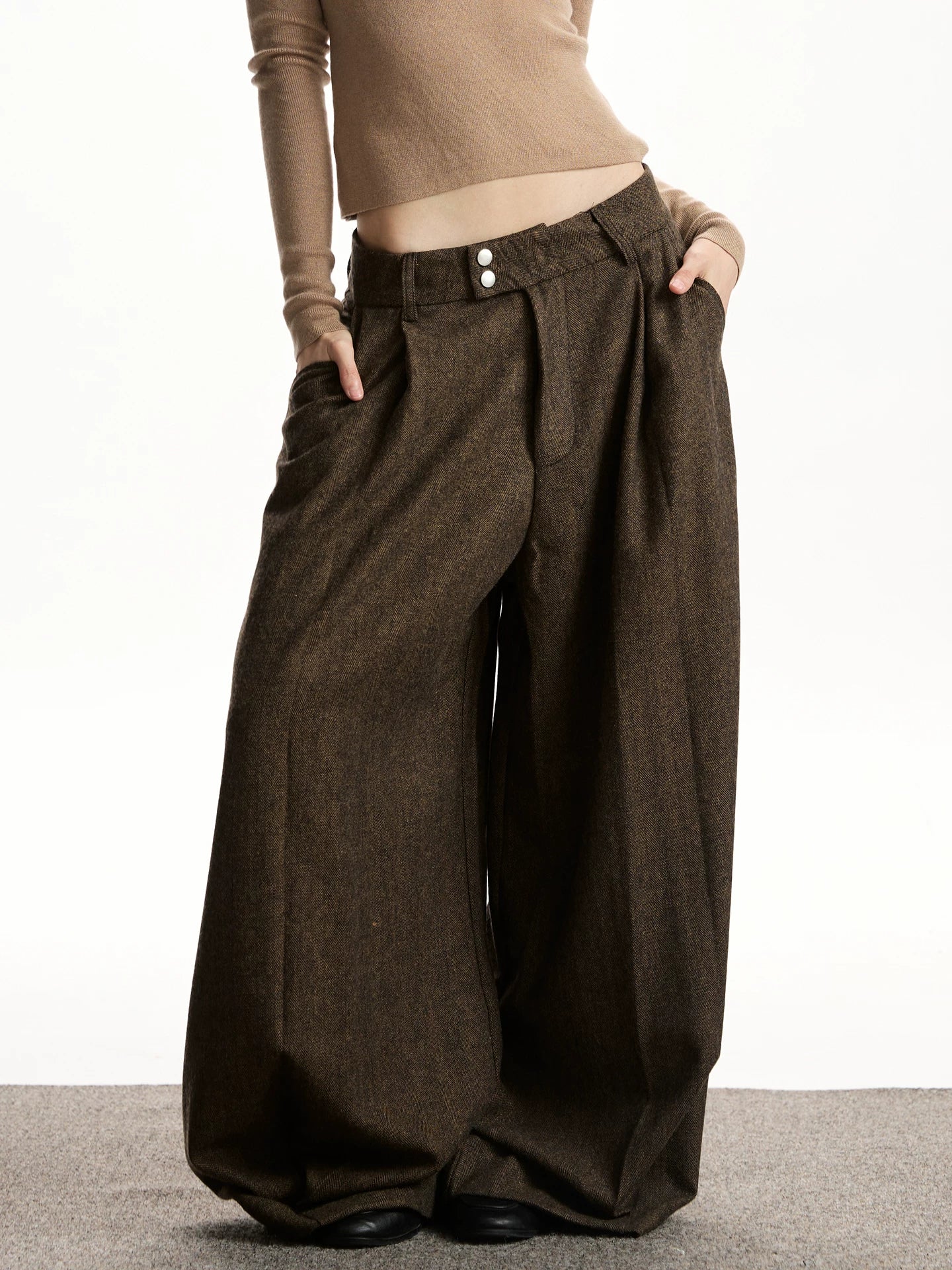 VATTY | VINTAGE WOOL BLEND WIDE LEG PANTS【ID:TN00206】
