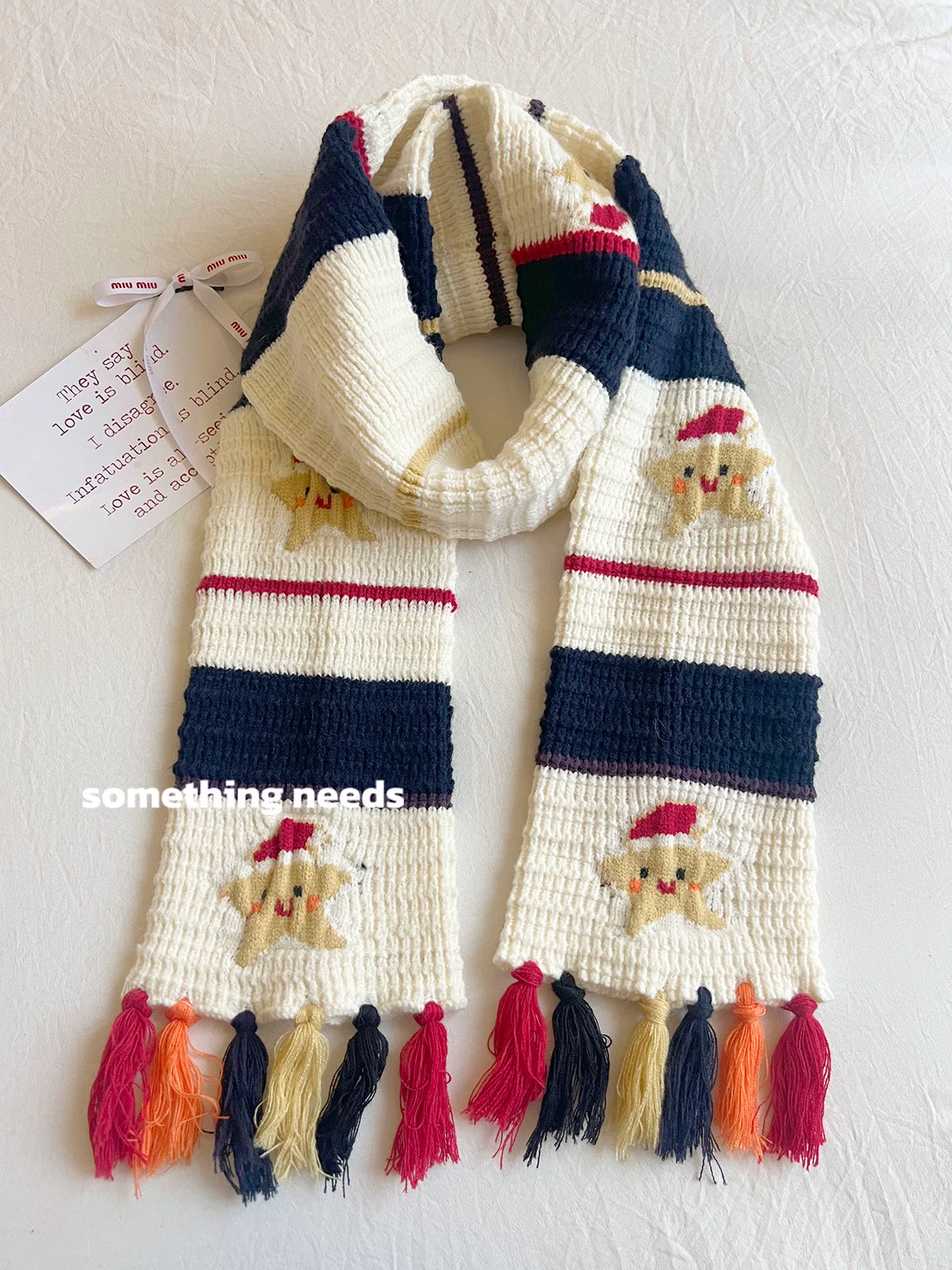 TRIA SELECT | WINTER SNOWMAN EMBROIDERED SCARF【ID:TN00079】