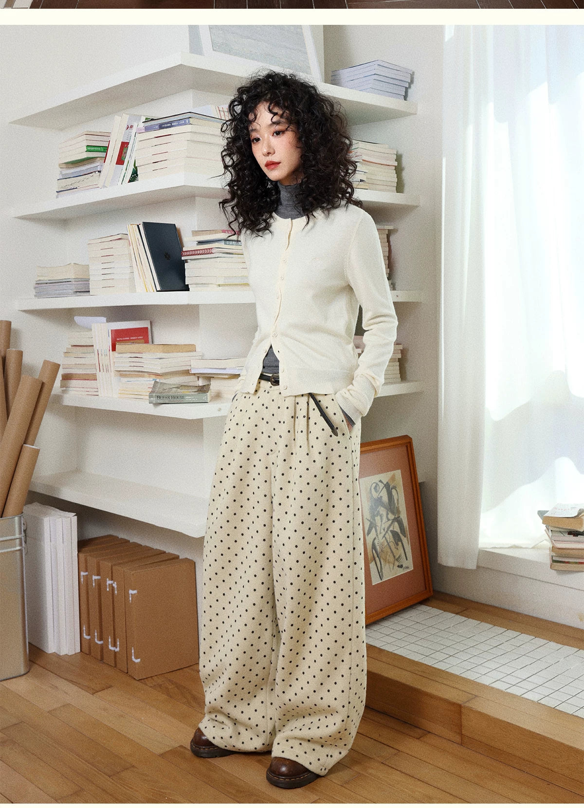 化学少女 | POLKA DOT CASUAL WOOL PANTS【ID:TN00155】