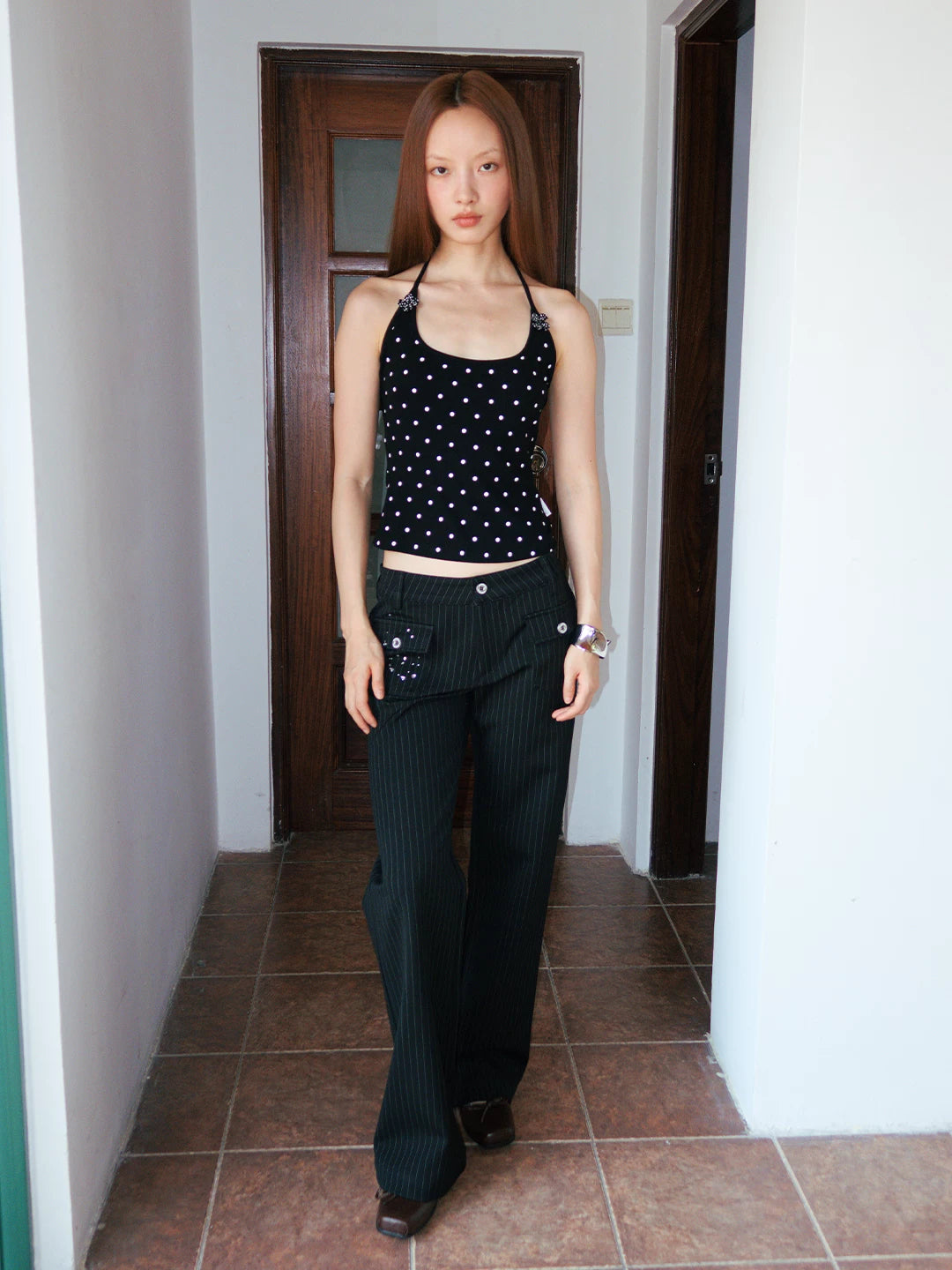 FUNKYFUN | PINSTRIPE CONTOUR FLARED PANTS【ID:TN00195】