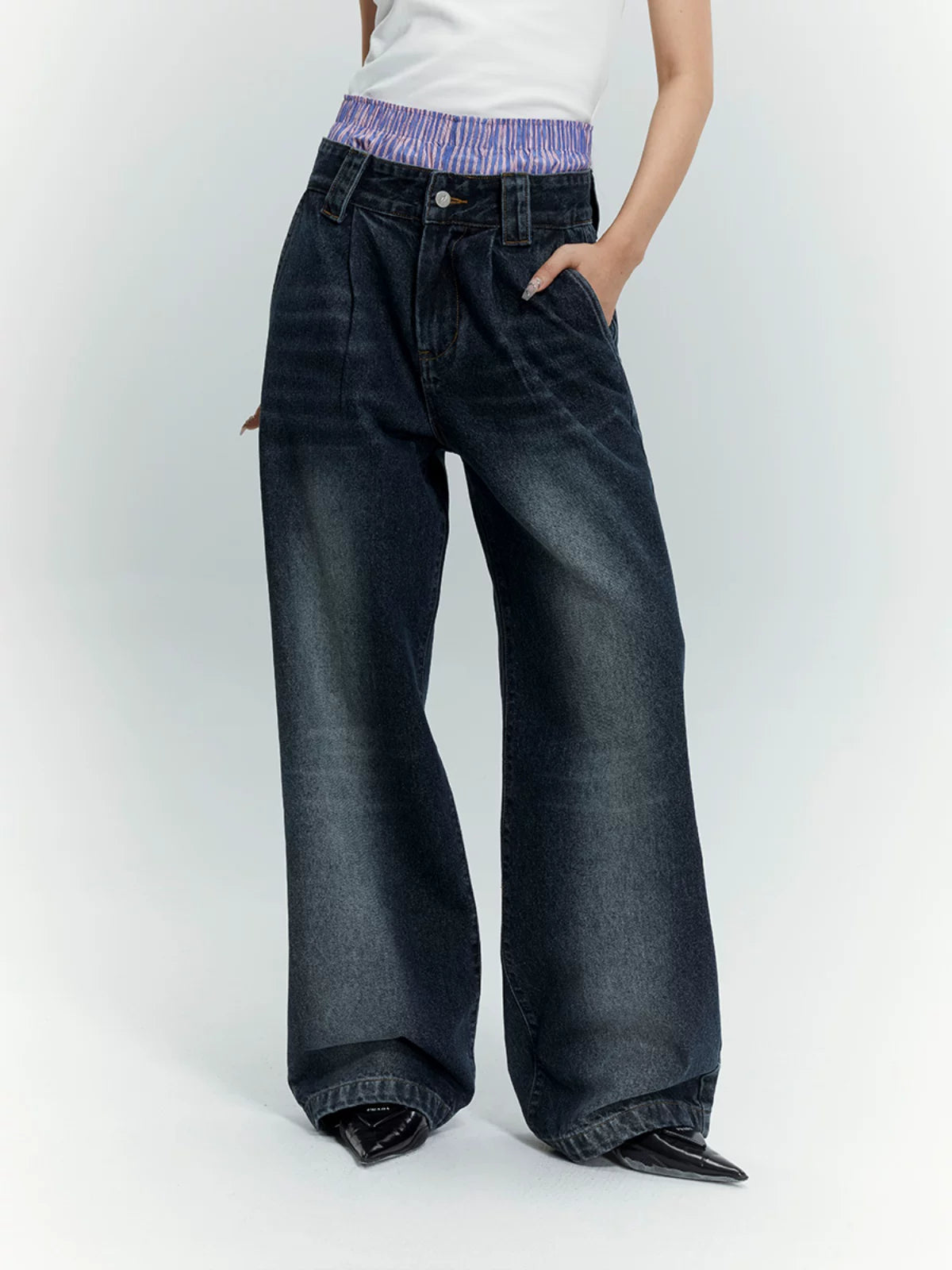 FUNKYFUN | FUNKY PLEATED STRAIGHT JEANS【ID:TN00178】