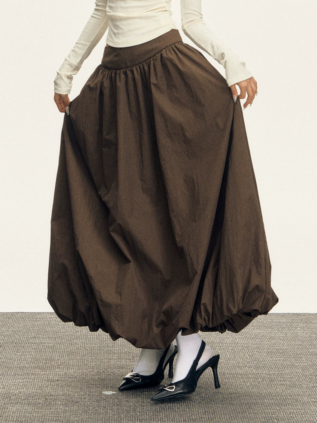 High Waisted Pleated Maxi Skirt