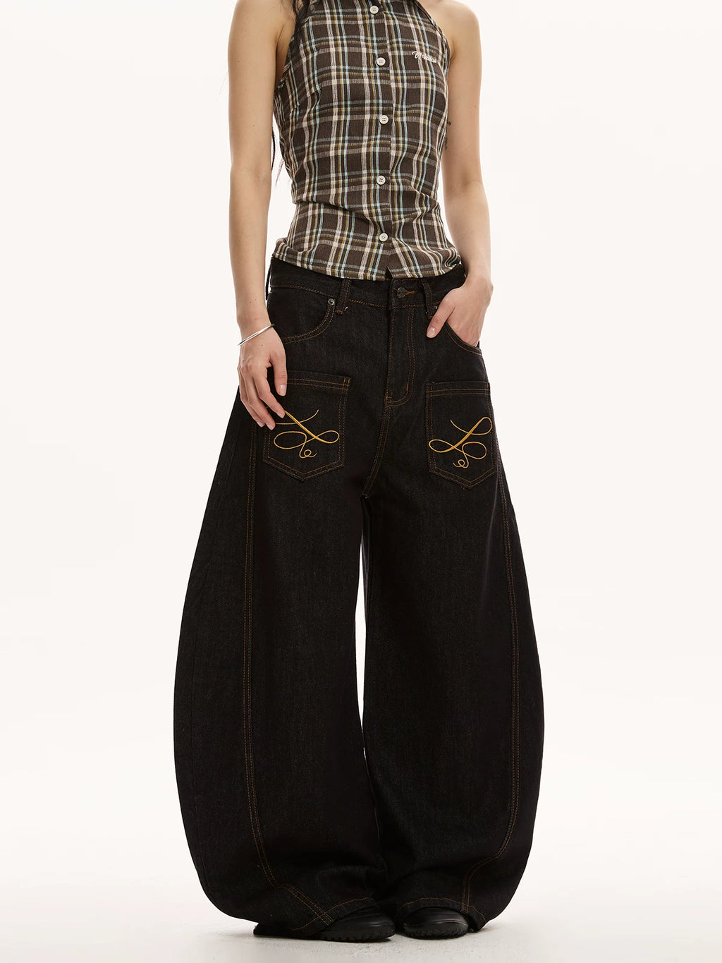 VINTAGE EMBROIDERED DENIM PANTS