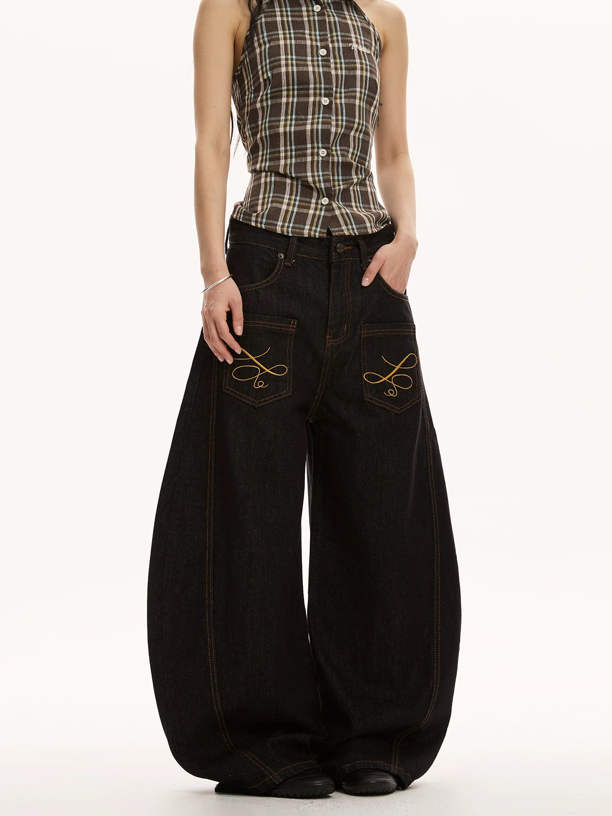 VINTAGE EMBROIDERED DENIM PANTS