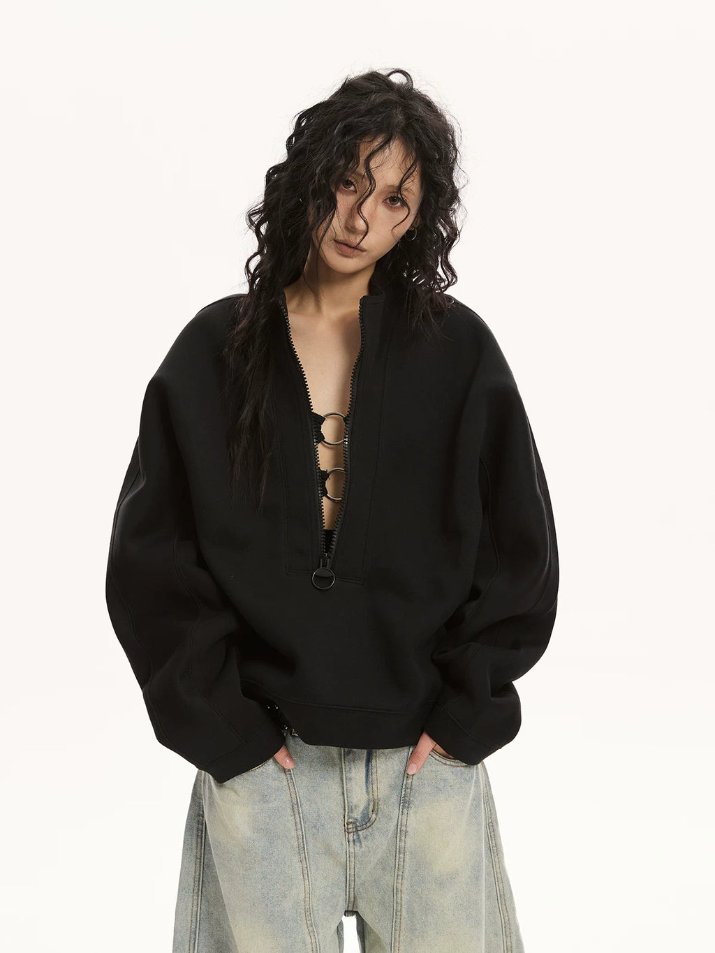 CHIC ZIPPER SWEATER TOP