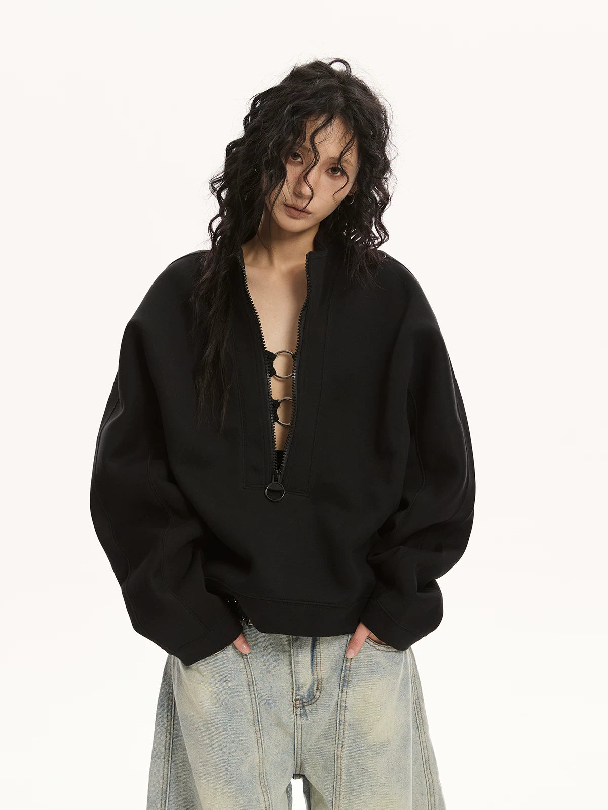 CHIC ZIPPER SWEATER TOP