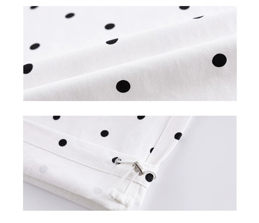 Polka Dot Drawstring Wide Leg Pants