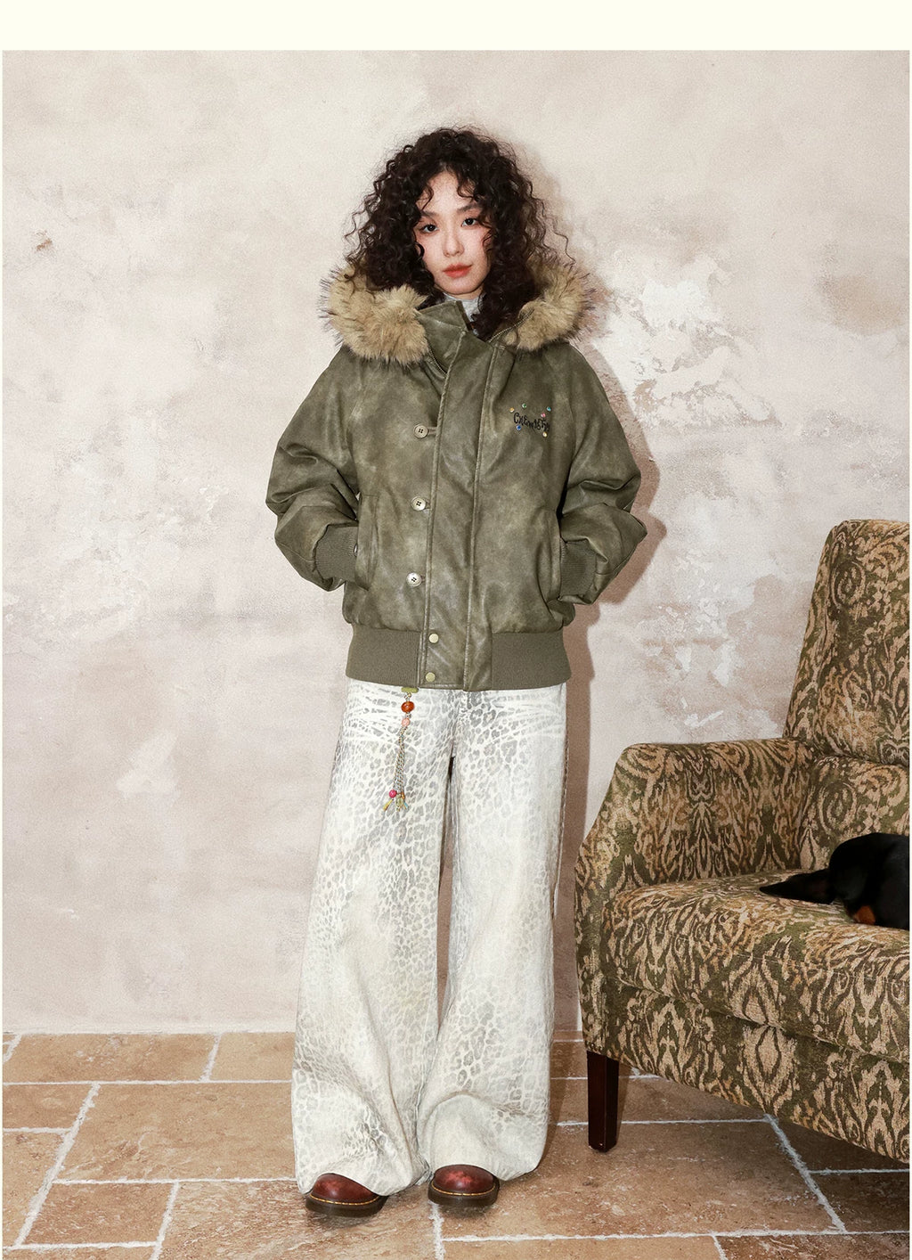 化学少女 | RETRO LEATHER DOWN PARKA【ID:TN00152】