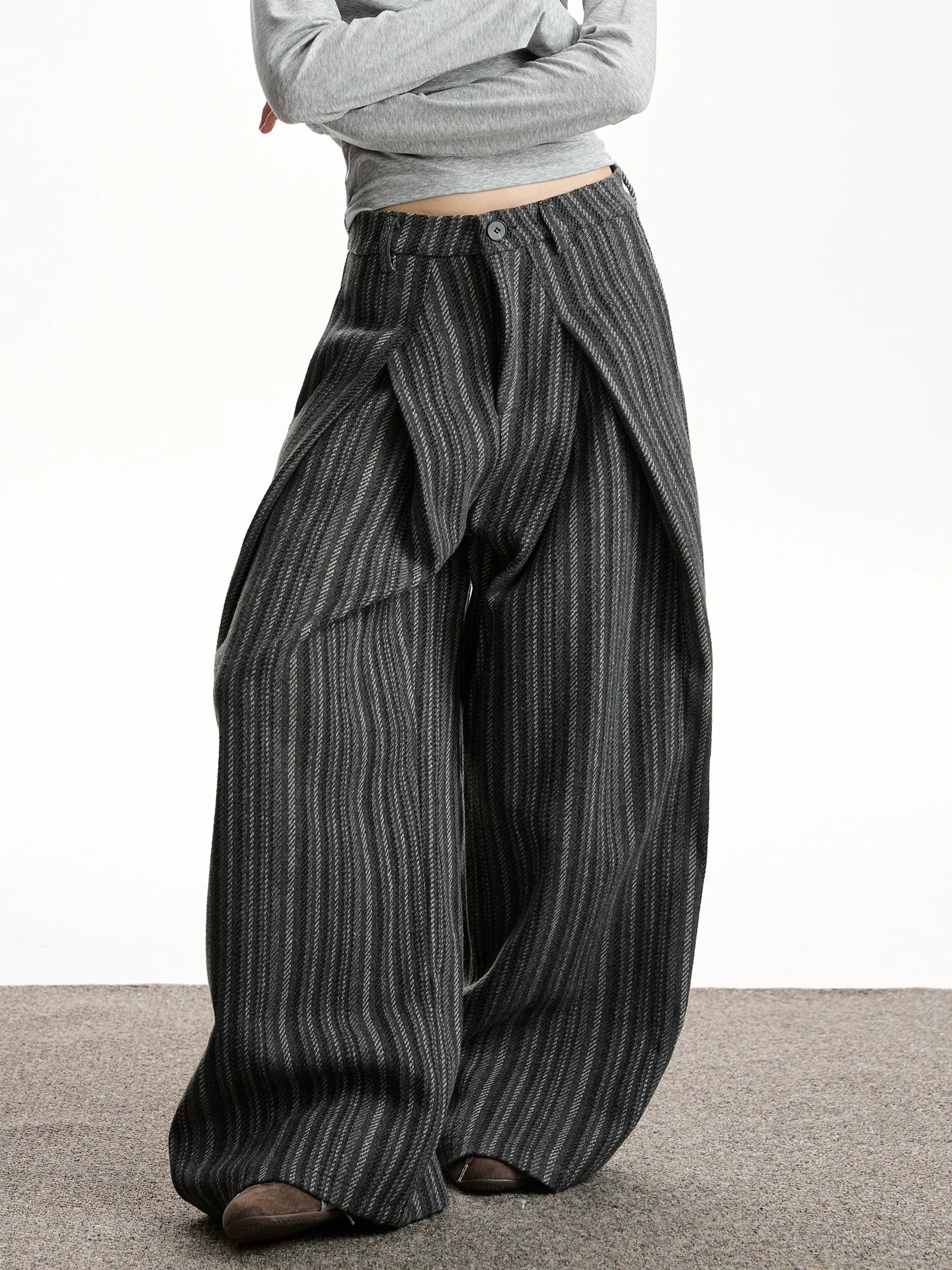 RETRO STRIPED WIDE LEG PANTS
