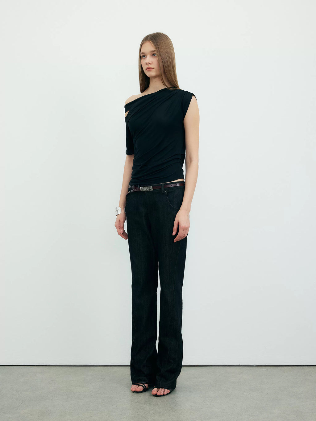 Offset Drape Cut-Out Top