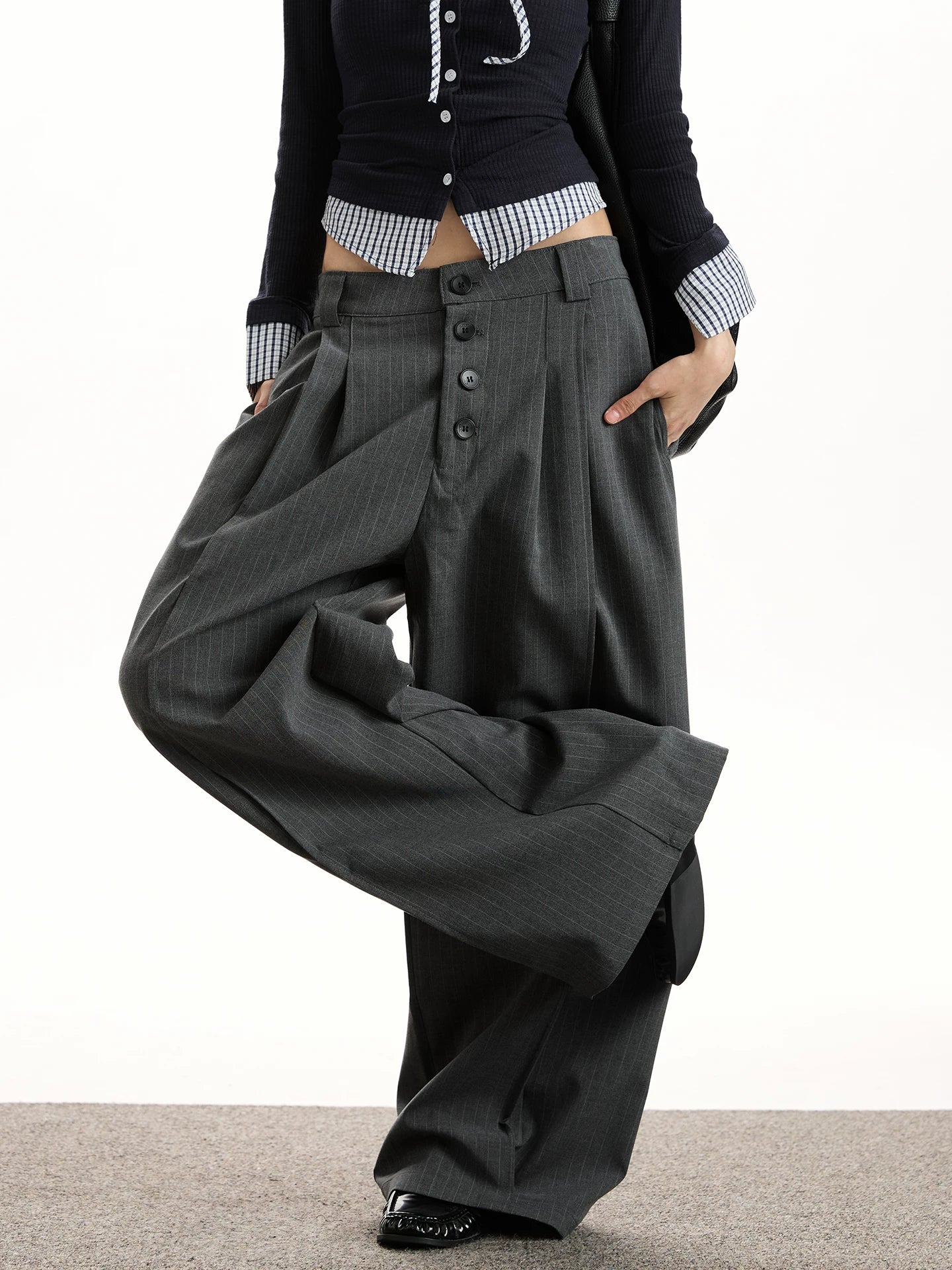 RETRO STRIPED BUTTONED PANTS