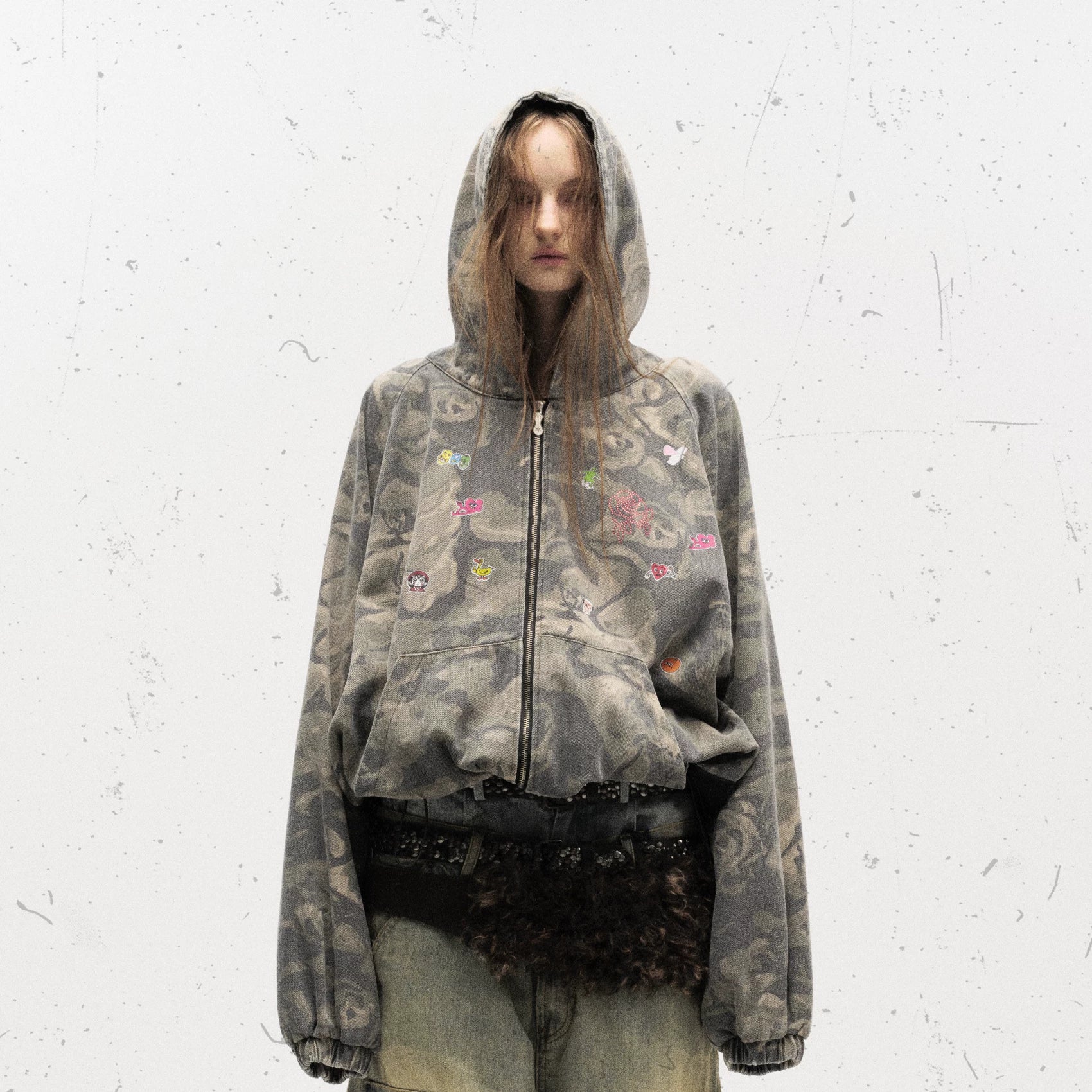 CAMOUFLAGE GRAFFITI HOODED JACKET