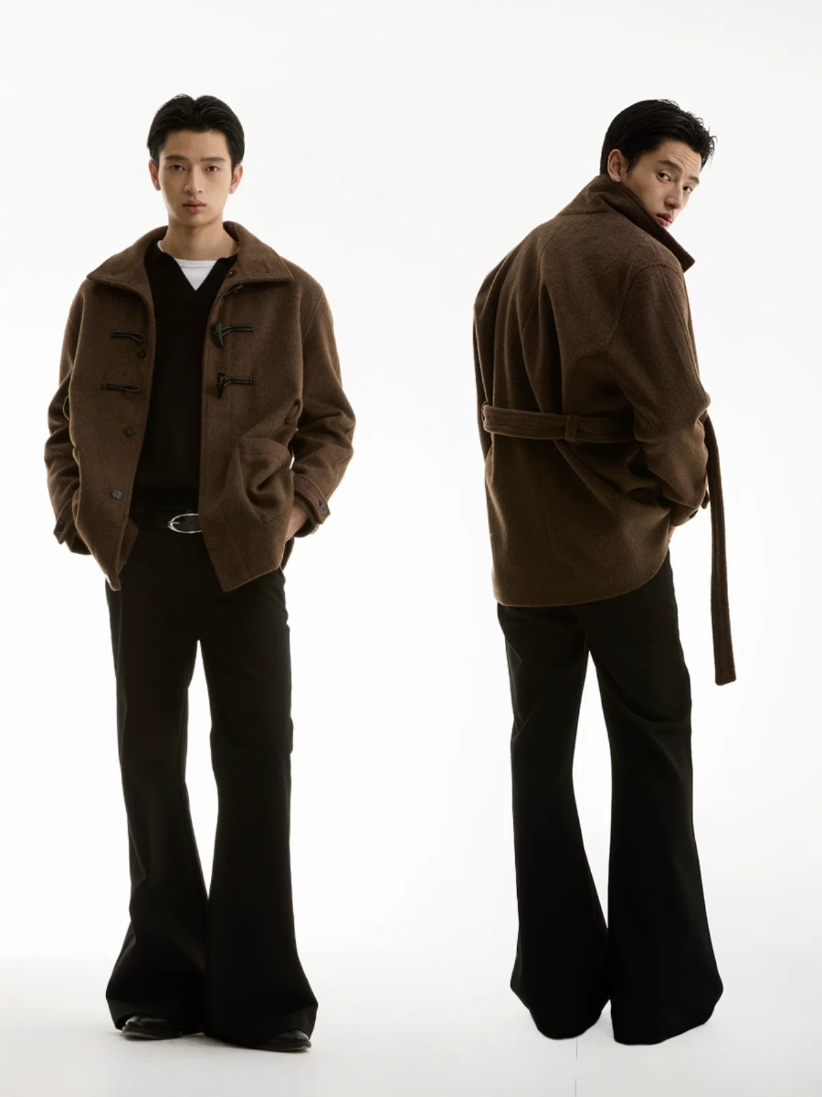 FUNKYFUN | SOLID COWL NECK TWEED COAT【ID:TN00197】