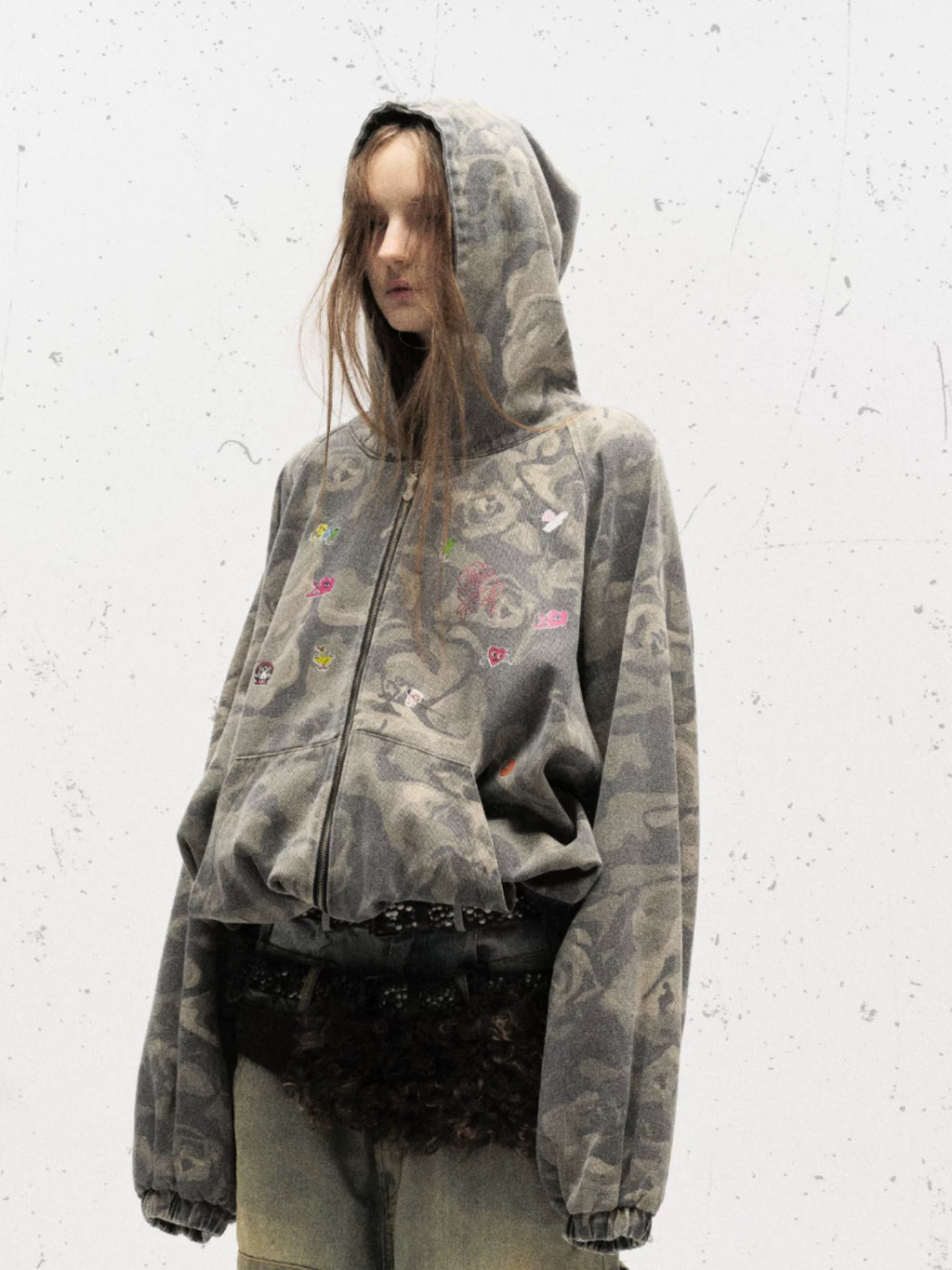 CAMOUFLAGE GRAFFITI HOODED JACKET